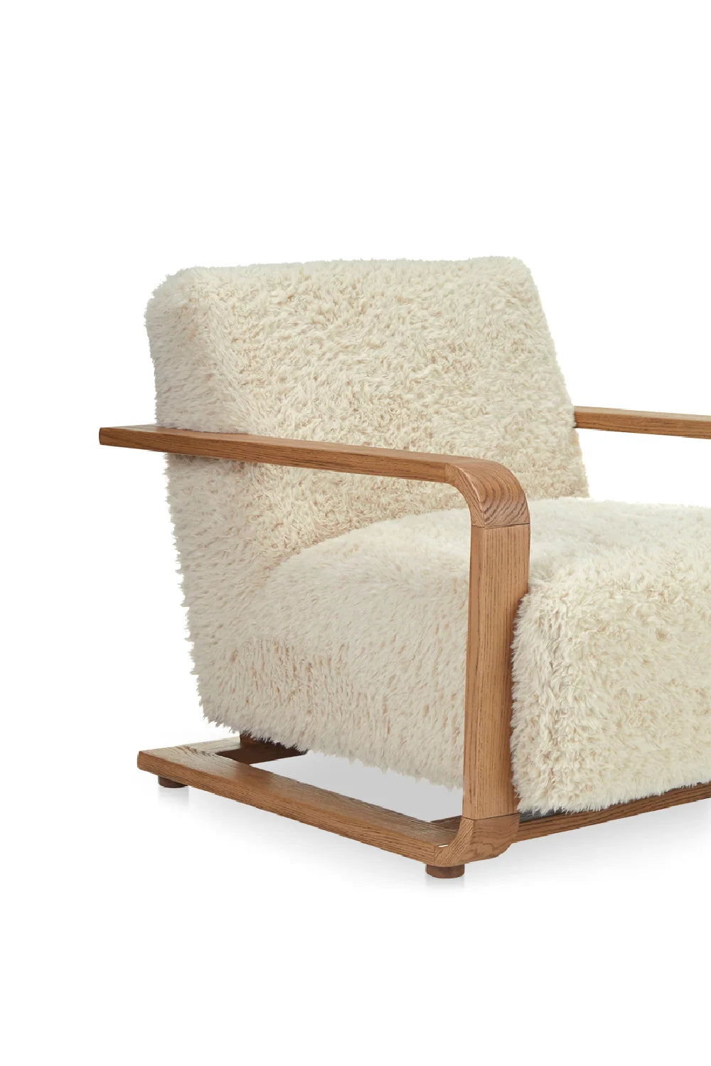 Luxury Oak Framed Lounge Chair Modern Italian Style for Villa