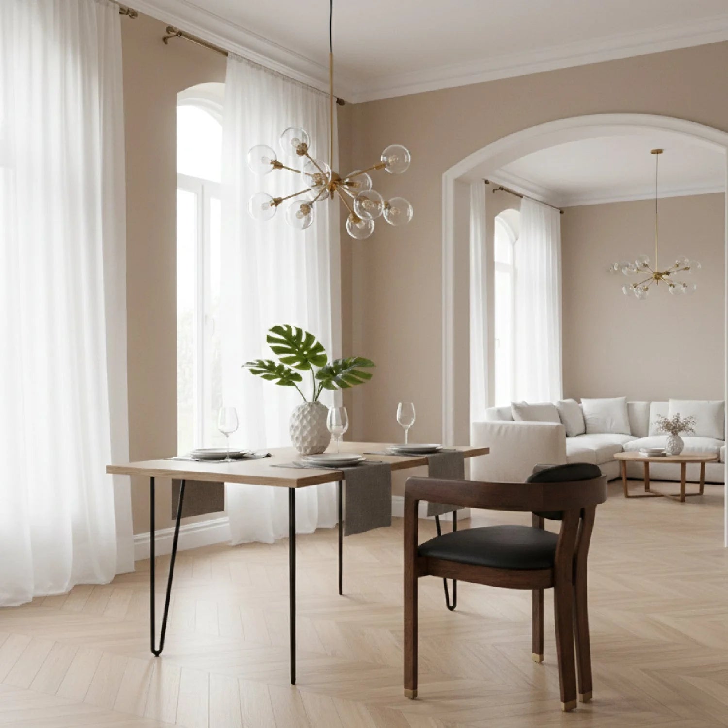 Luxury Oak-Framed Modern Dining Chair European Style for Villa