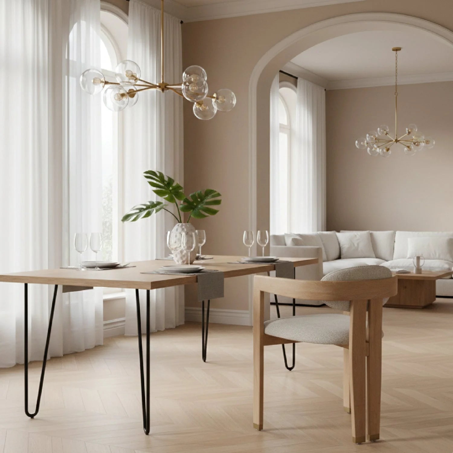 Luxury Oak-Framed Modern Dining Chair European Style for Villa