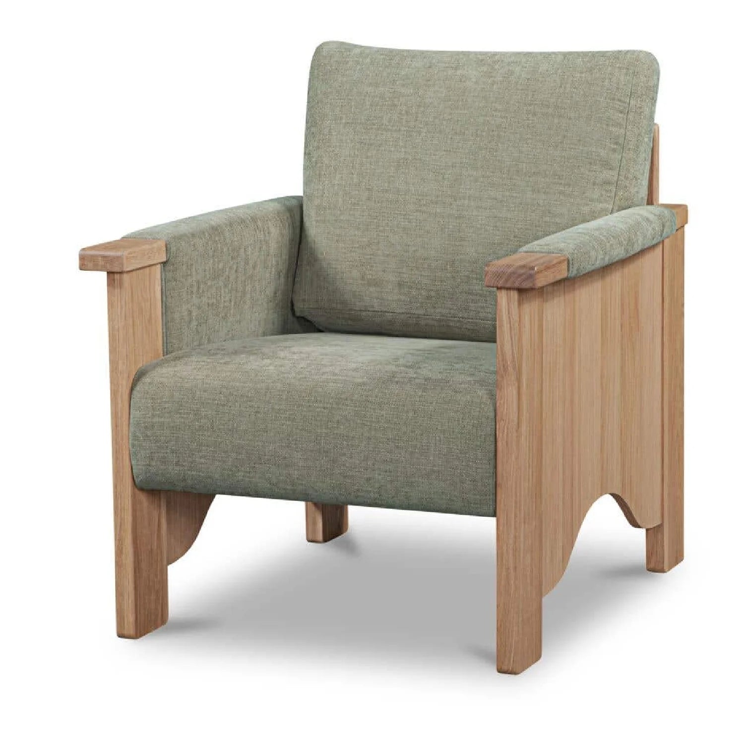 Luxury Oak Framed Upholstered Accent Chair European Style for Villa