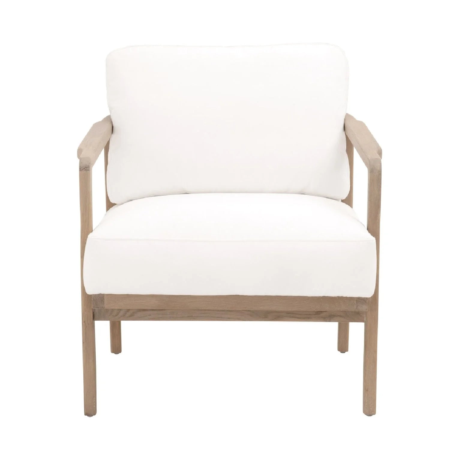 Luxury Oak Framed White Fabric Club Chair European Style for Villa