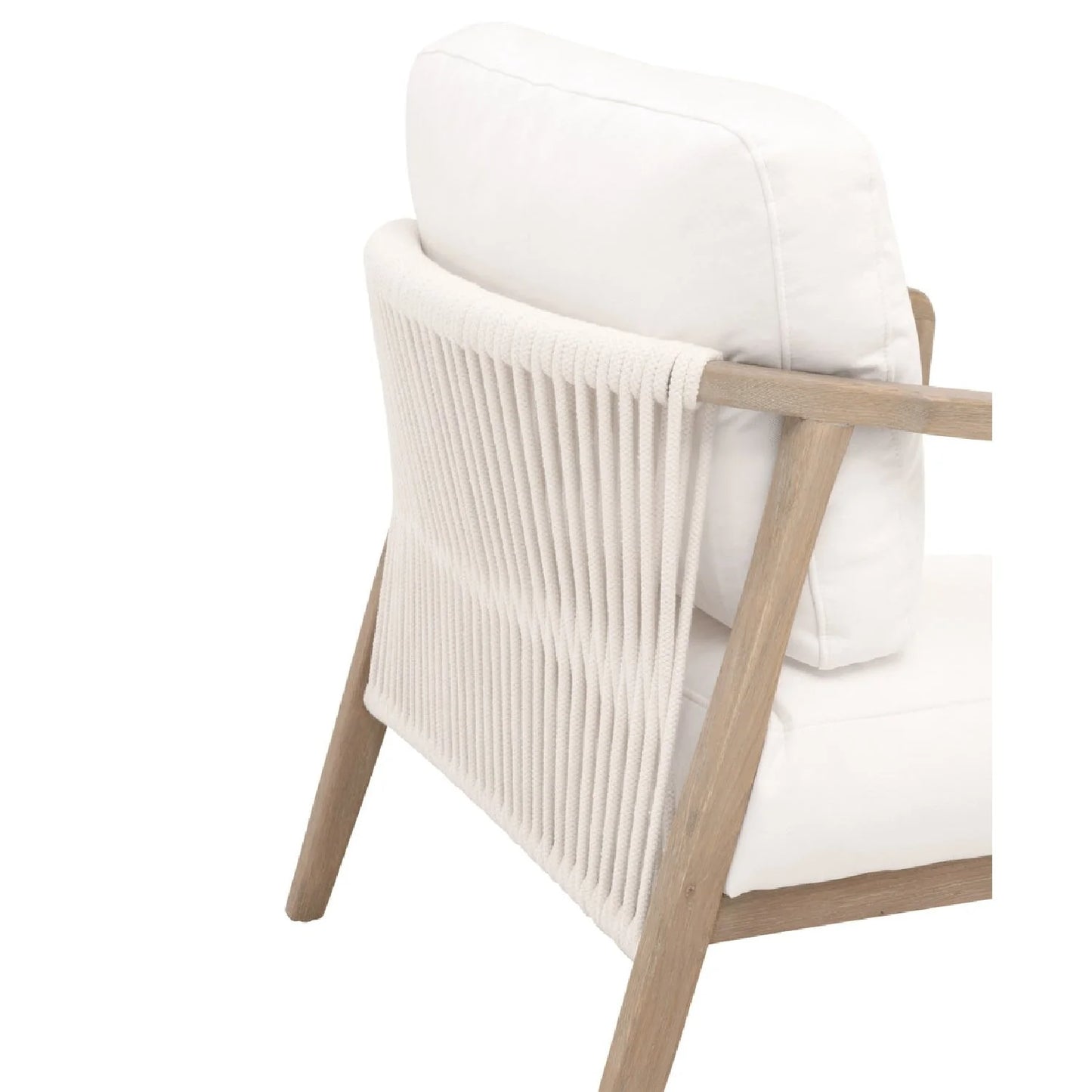 Luxury Oak Framed White Fabric Club Chair European Style for Villa