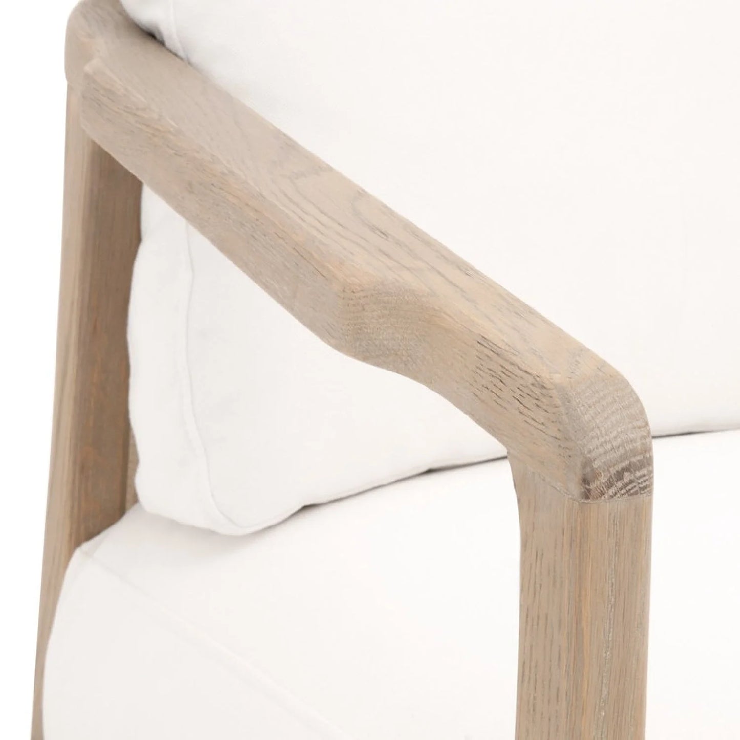 Luxury Oak Framed White Fabric Club Chair European Style for Villa