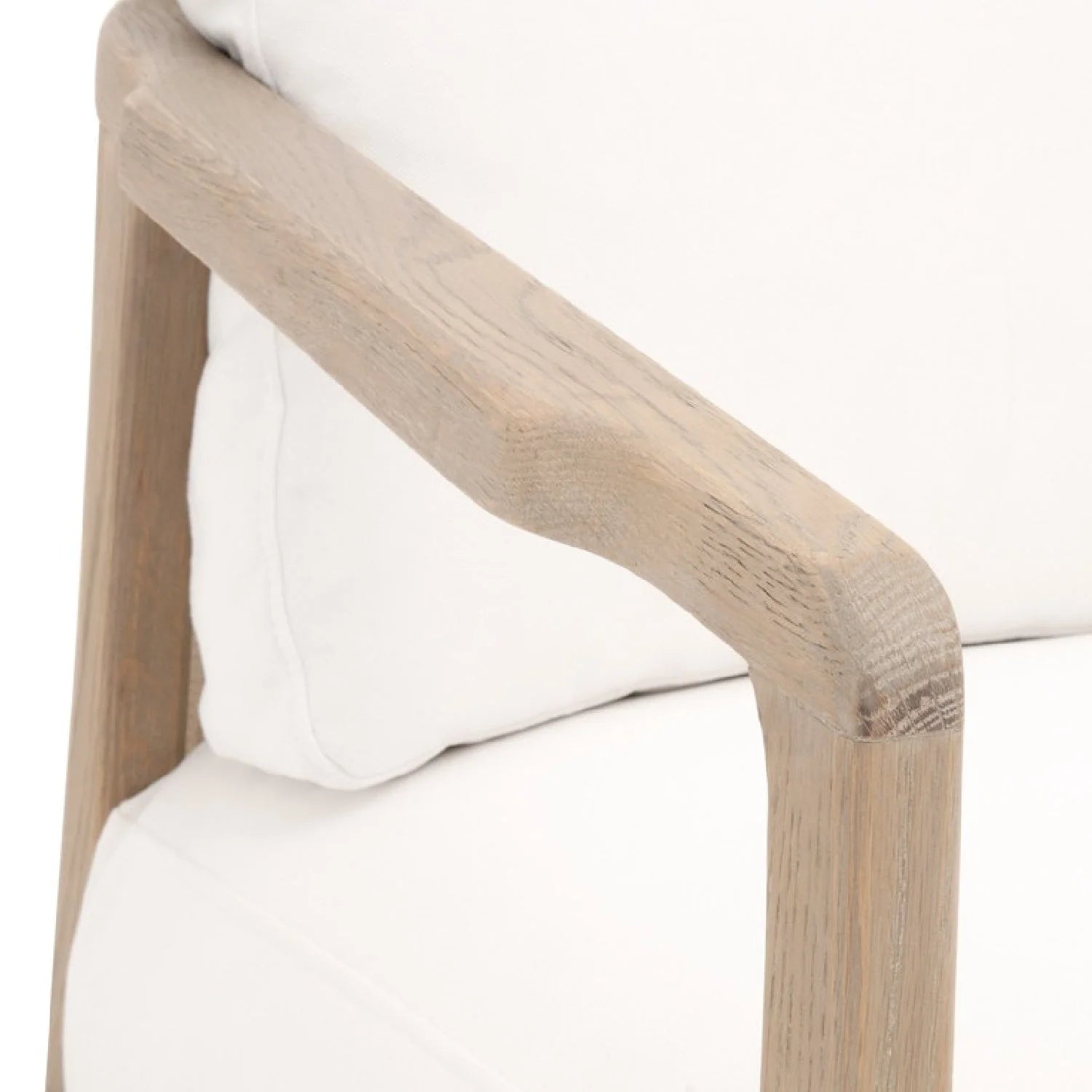 Luxury Oak Framed White Fabric Club Chair European Style for Villa