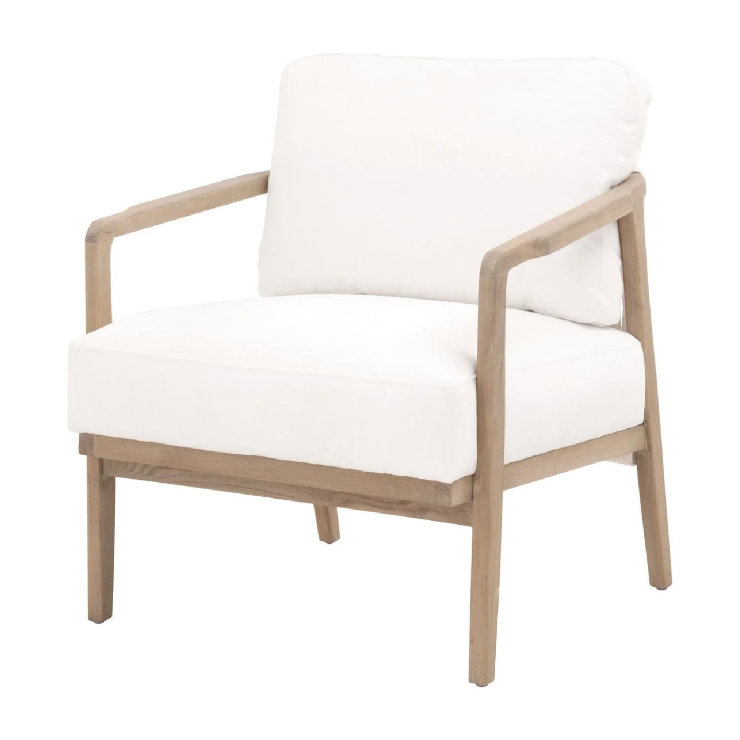 Luxury Oak Framed White Fabric Club Chair European Style for Villa