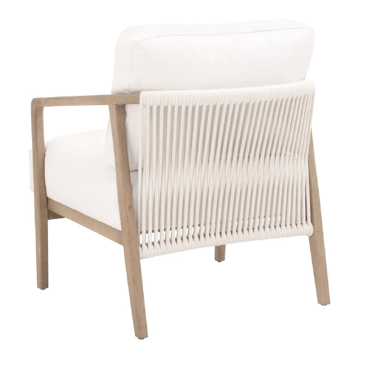 Luxury Oak Framed White Fabric Club Chair European Style for Villa