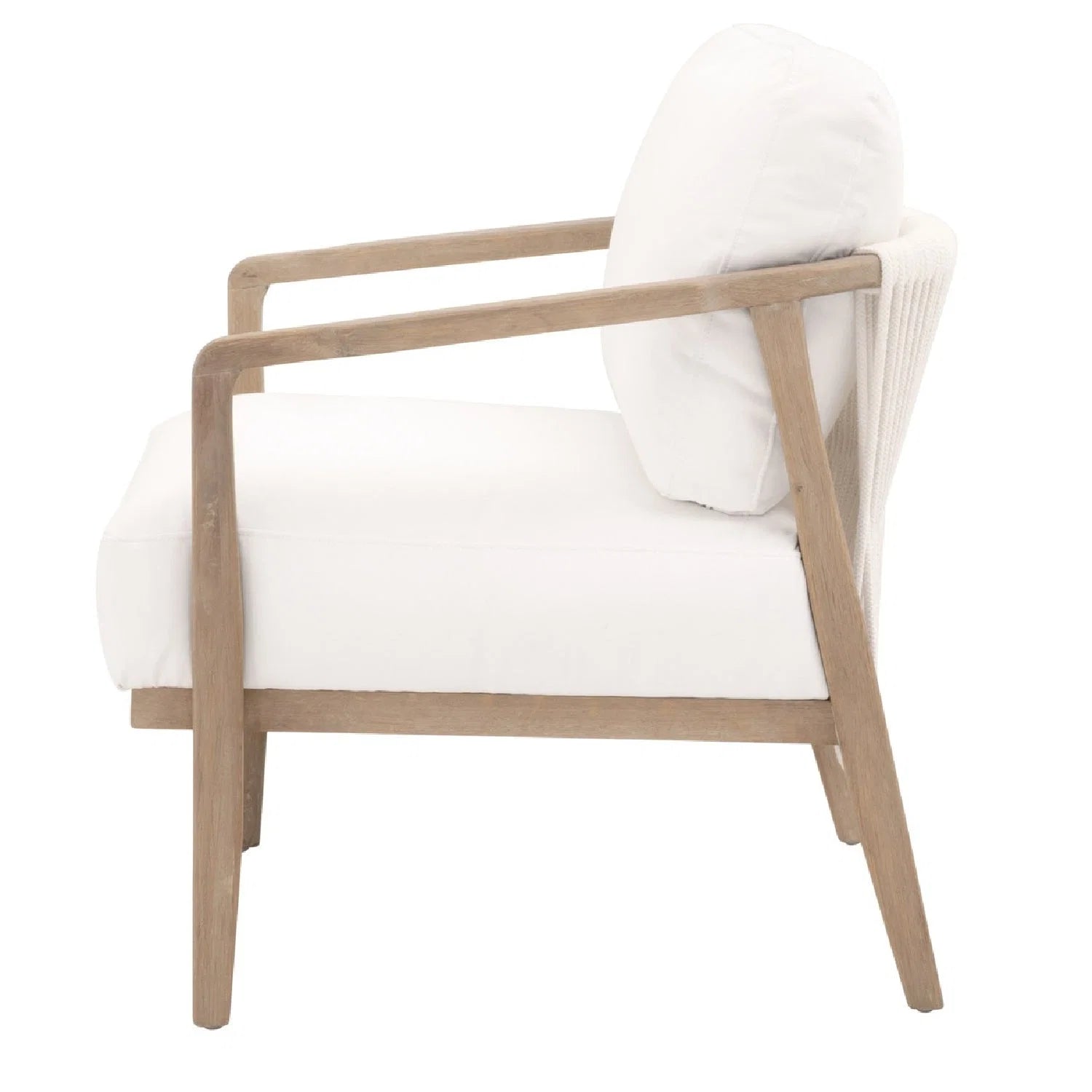 Luxury Oak Framed White Fabric Club Chair European Style for Villa