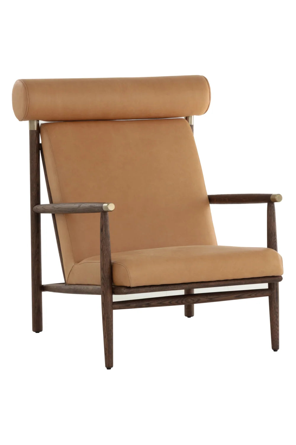 Luxury Oak Leather Lounge Chair Modern Italian Style for Villa