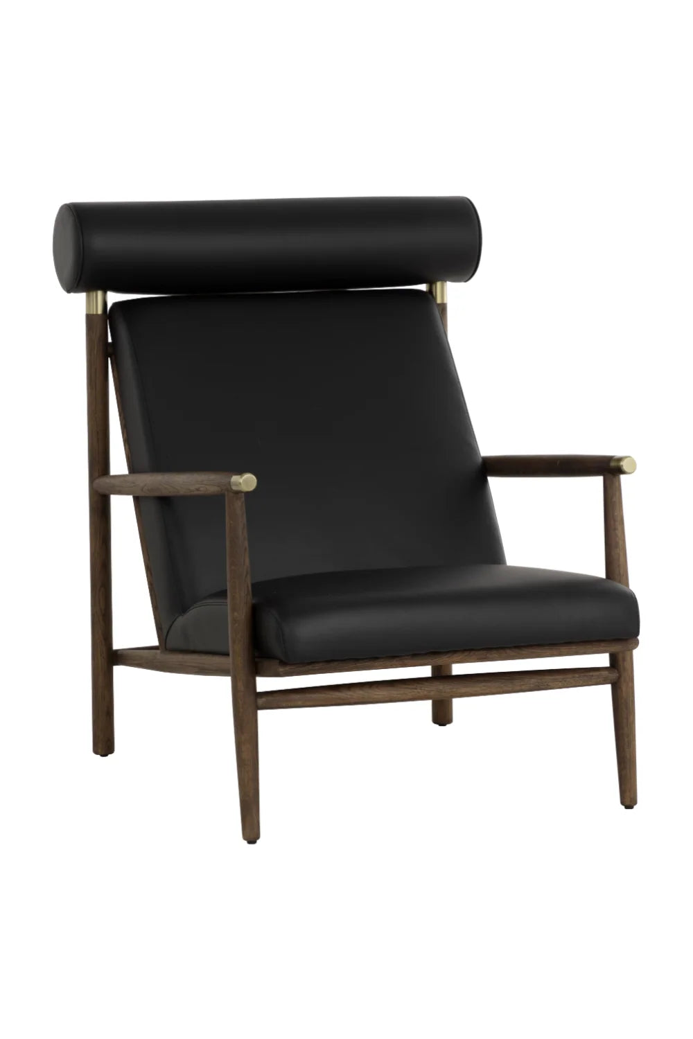 Luxury Oak Leather Lounge Chair Modern Italian Style for Villa