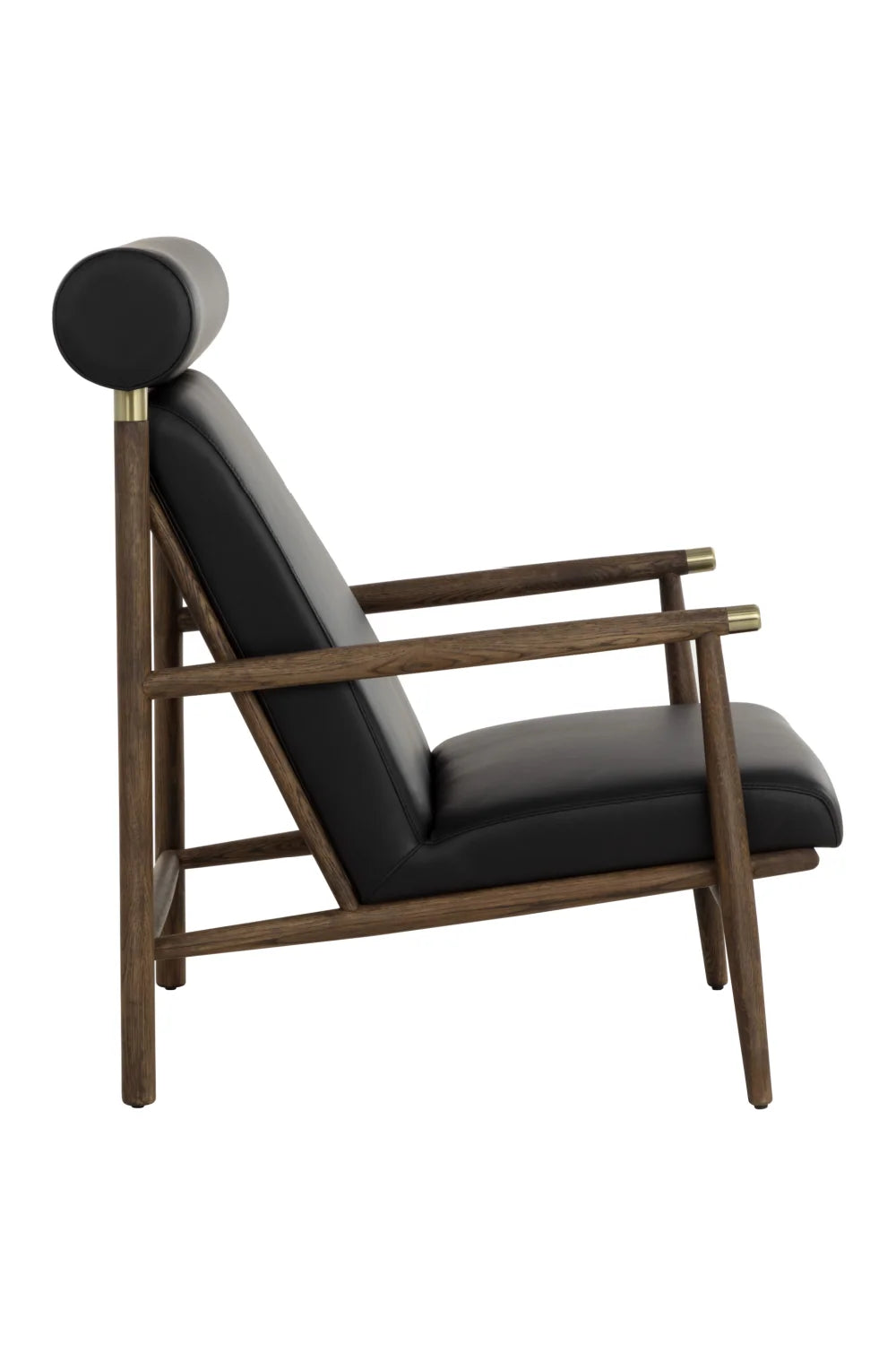 Luxury Oak Leather Lounge Chair Modern Italian Style for Villa
