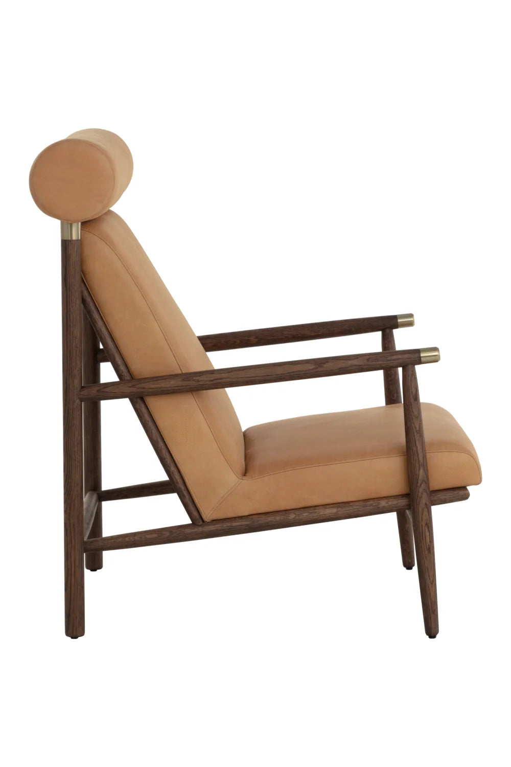 Luxury Oak Leather Lounge Chair Modern Italian Style for Villa