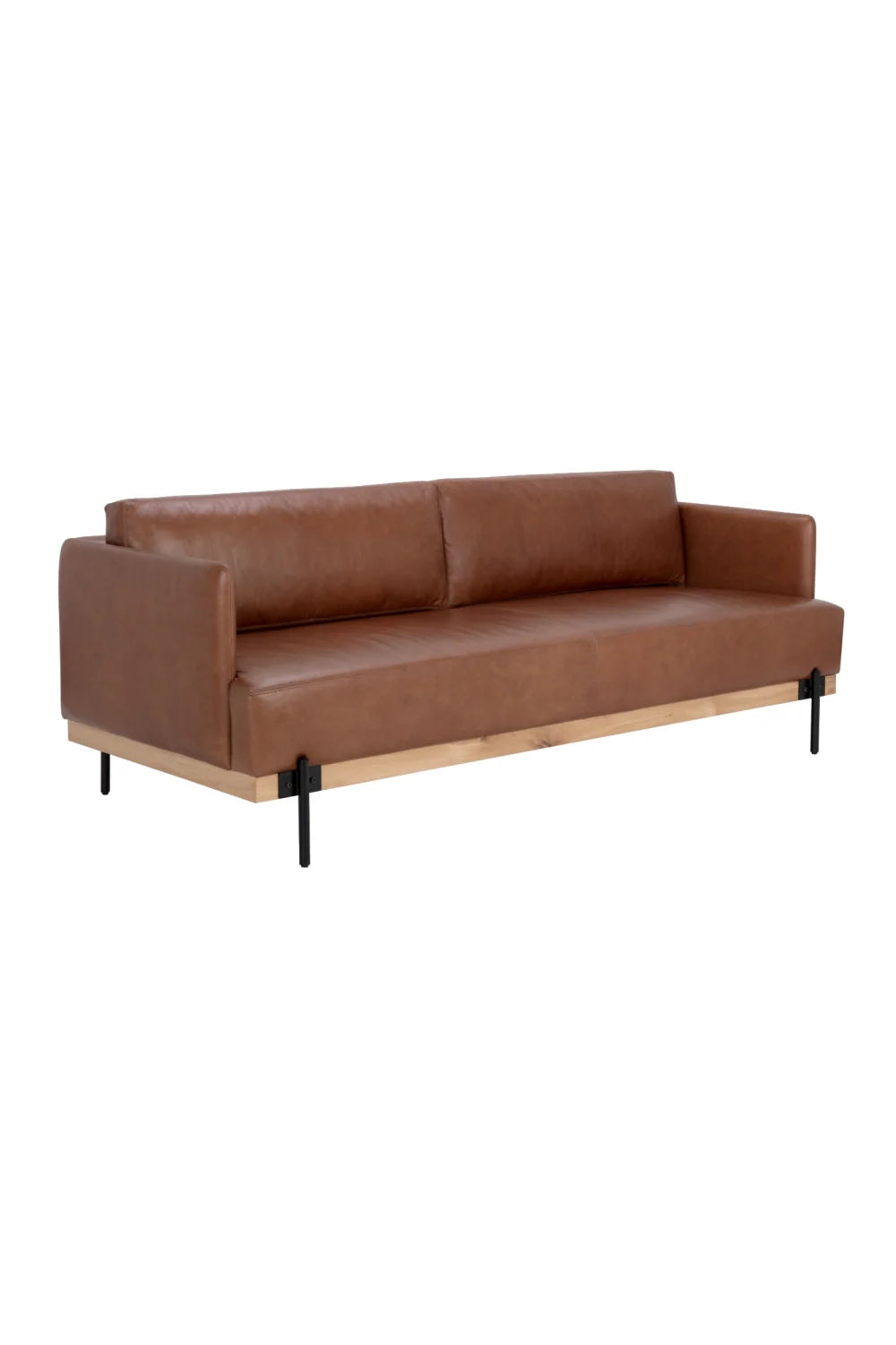 Luxury Oak Leather Sofa Modern Italian Style for Villa