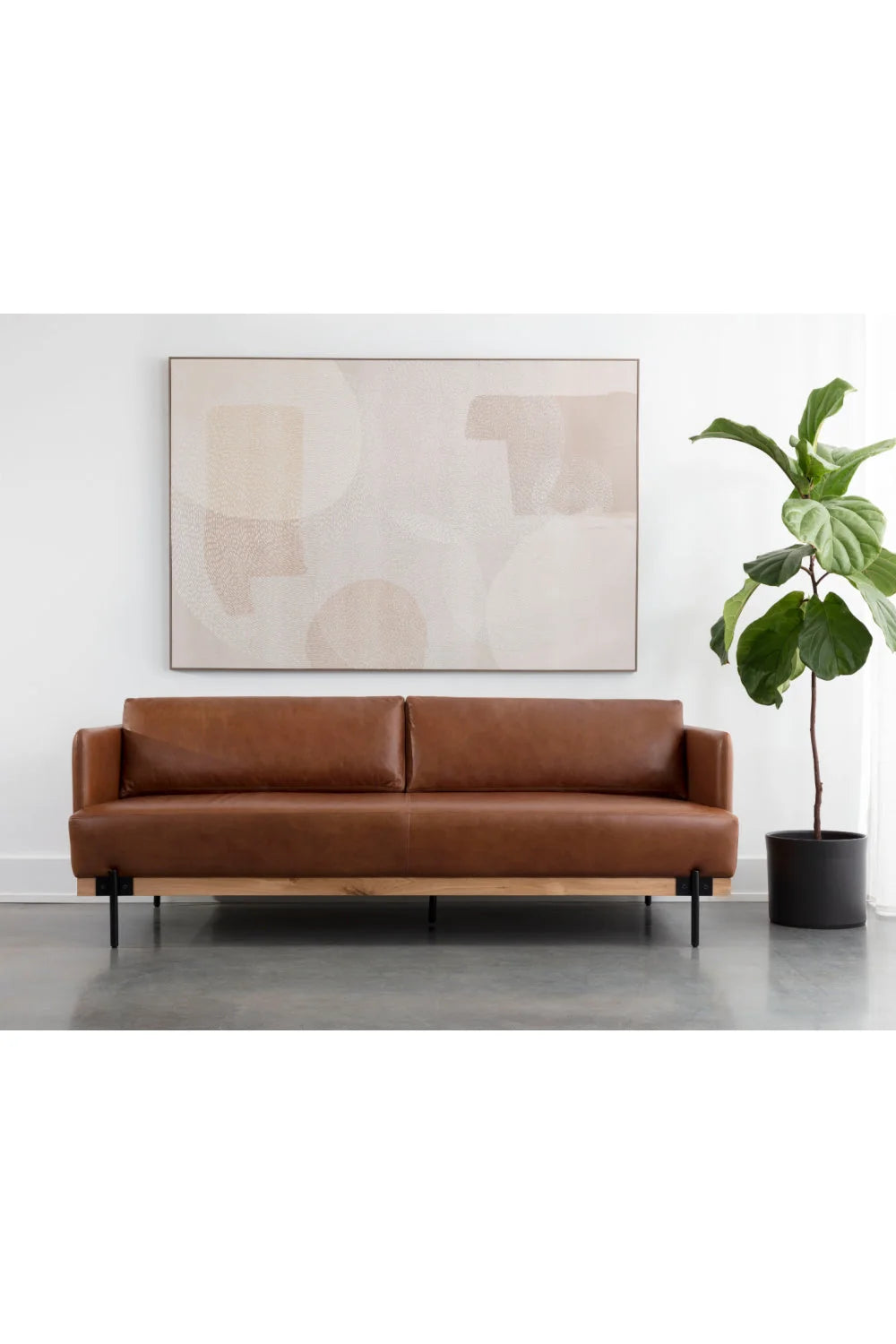 Luxury Oak Leather Sofa Modern Italian Style for Villa
