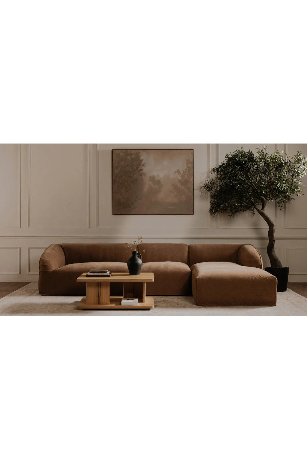 Luxury Oak Open Storage Coffee Table Modern Italian Style for Villa
