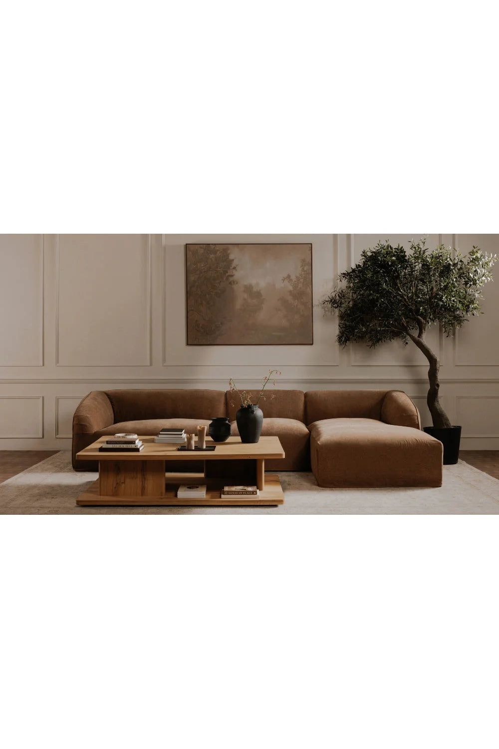 Luxury Oak Open Storage Coffee Table Modern Italian Style for Villa