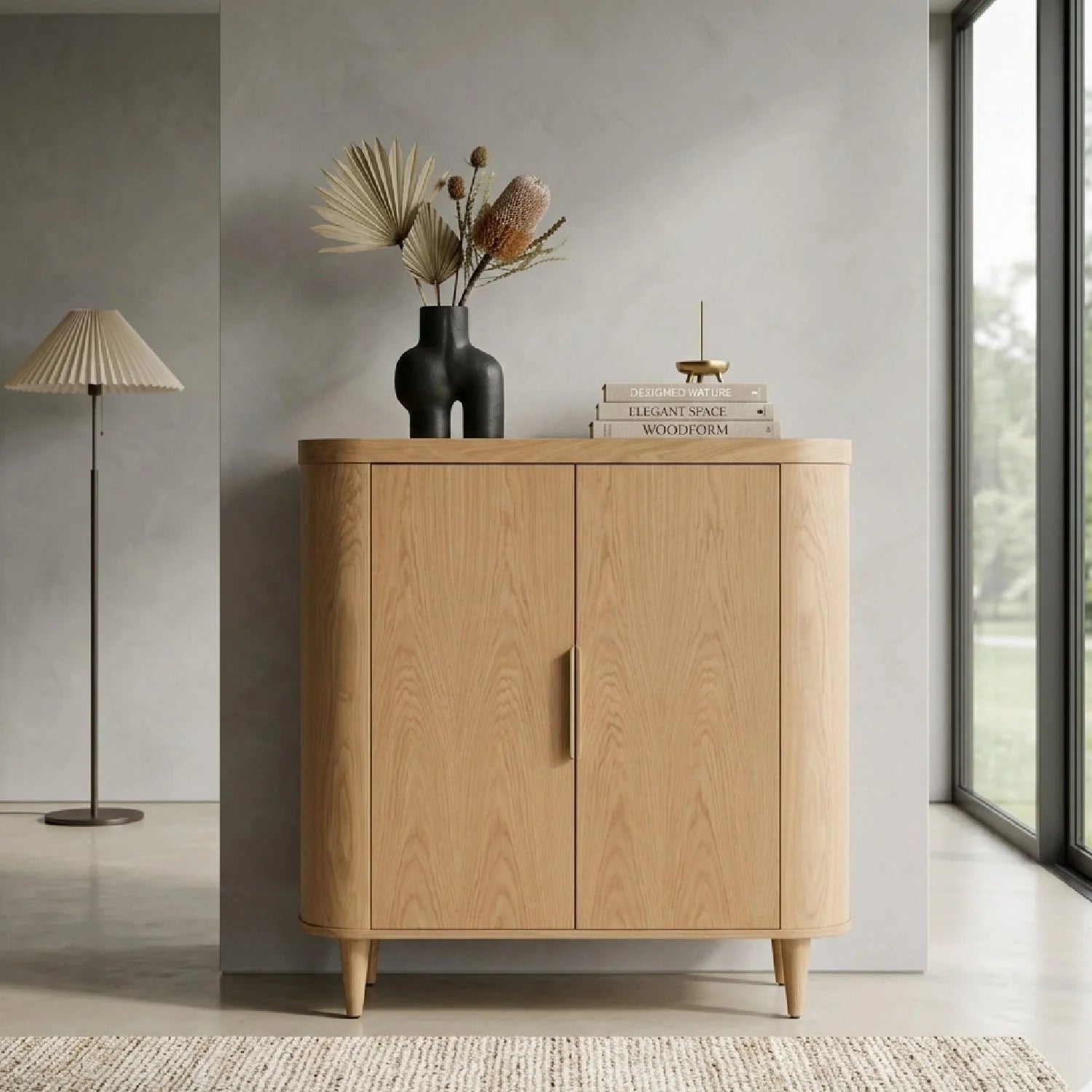 Luxury Oak Tall Sideboard European Style for Villa