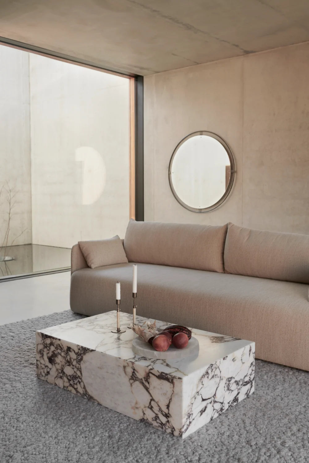 Luxury Offset Fabric 3-Seater Sofa Modern Italian Style for Villa