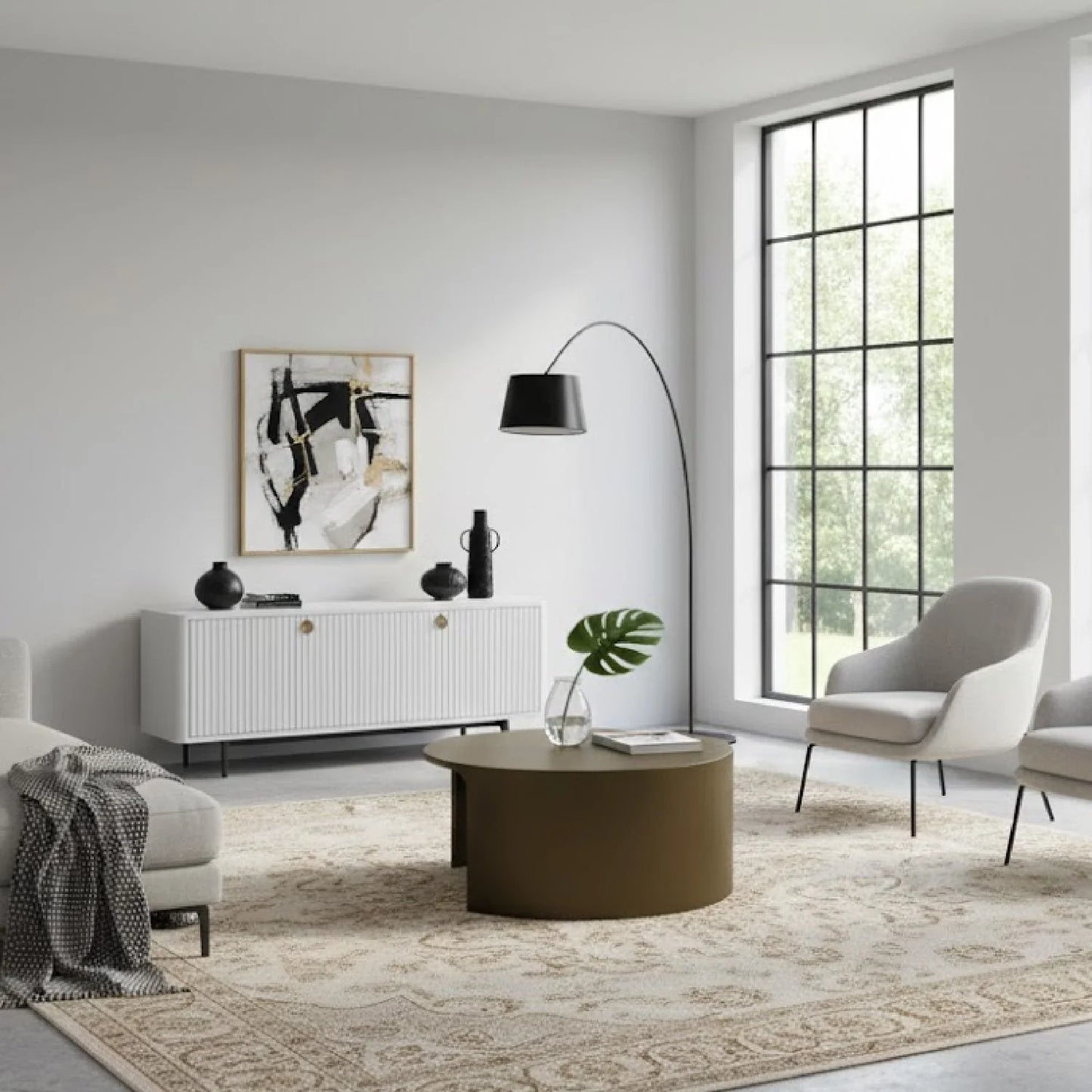 Luxury Olive Brown Round Coffee Table Modern Italian Style for Villa