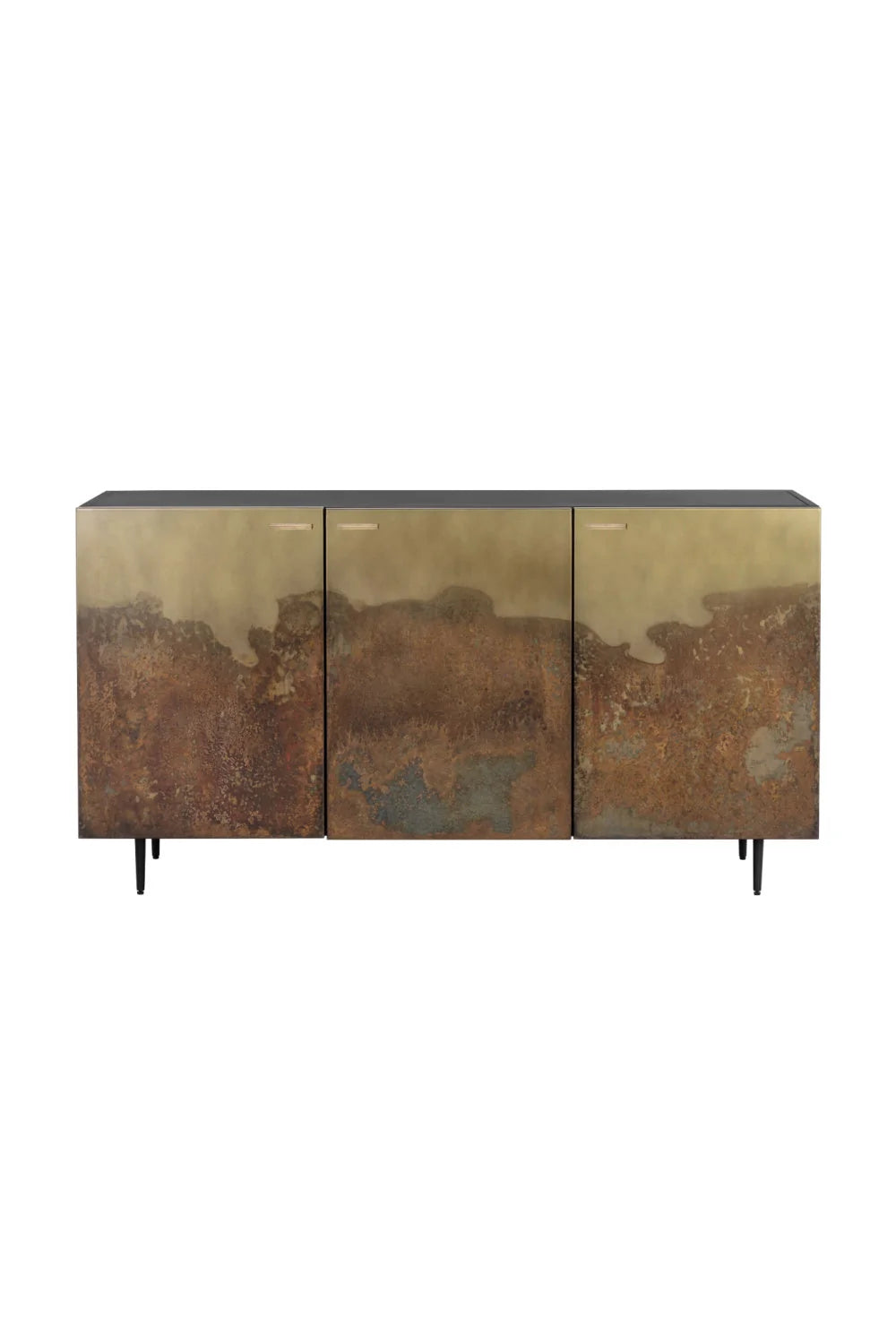 Luxury Ombre Antique Brass 3-Door Sideboard European Style for Villa