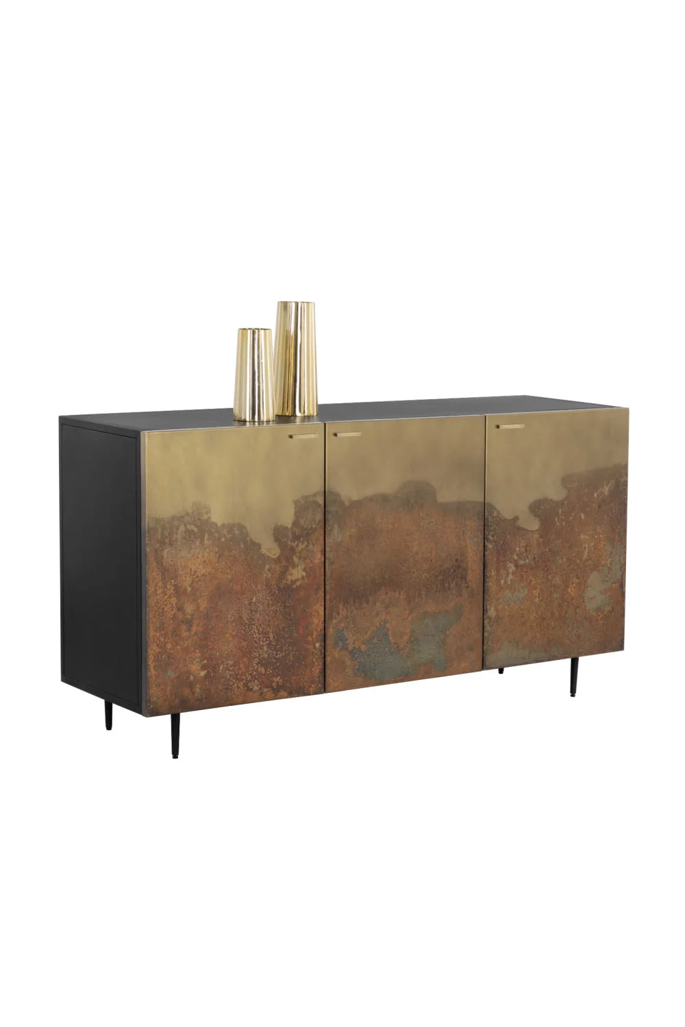 Luxury Ombre Antique Brass 3-Door Sideboard European Style for Villa
