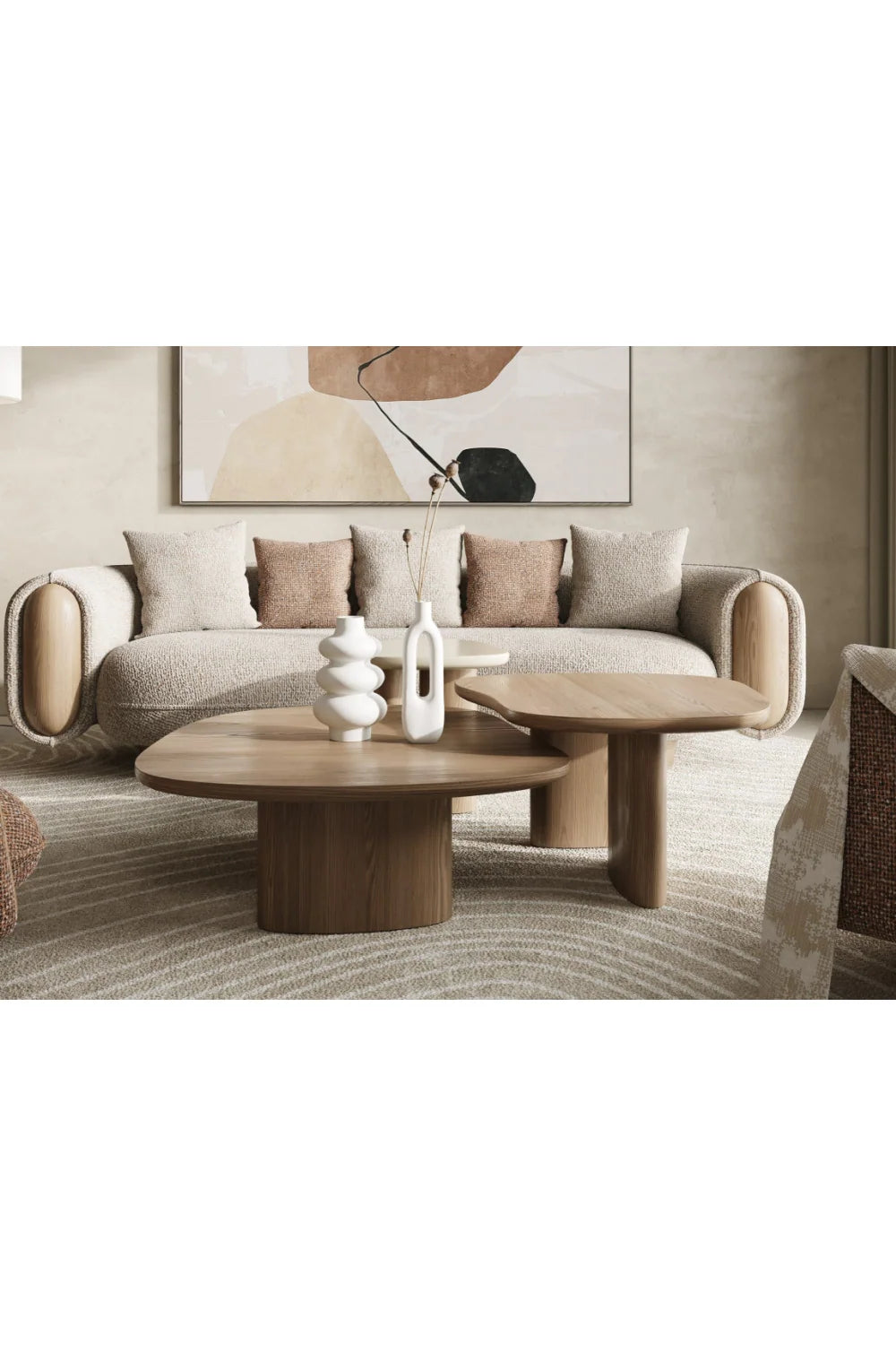 Luxury Onyx Wood Nesting Coffee Table Modern Italian Style for Villa