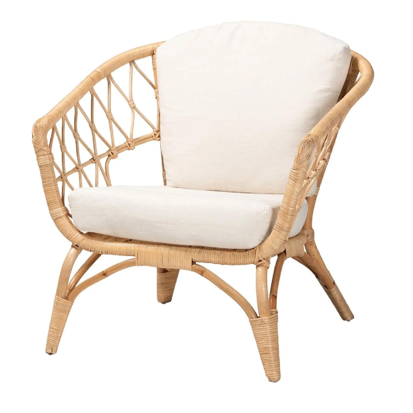 Luxury Openwork Rattan Accent Chair Modern Italian Style for Villa