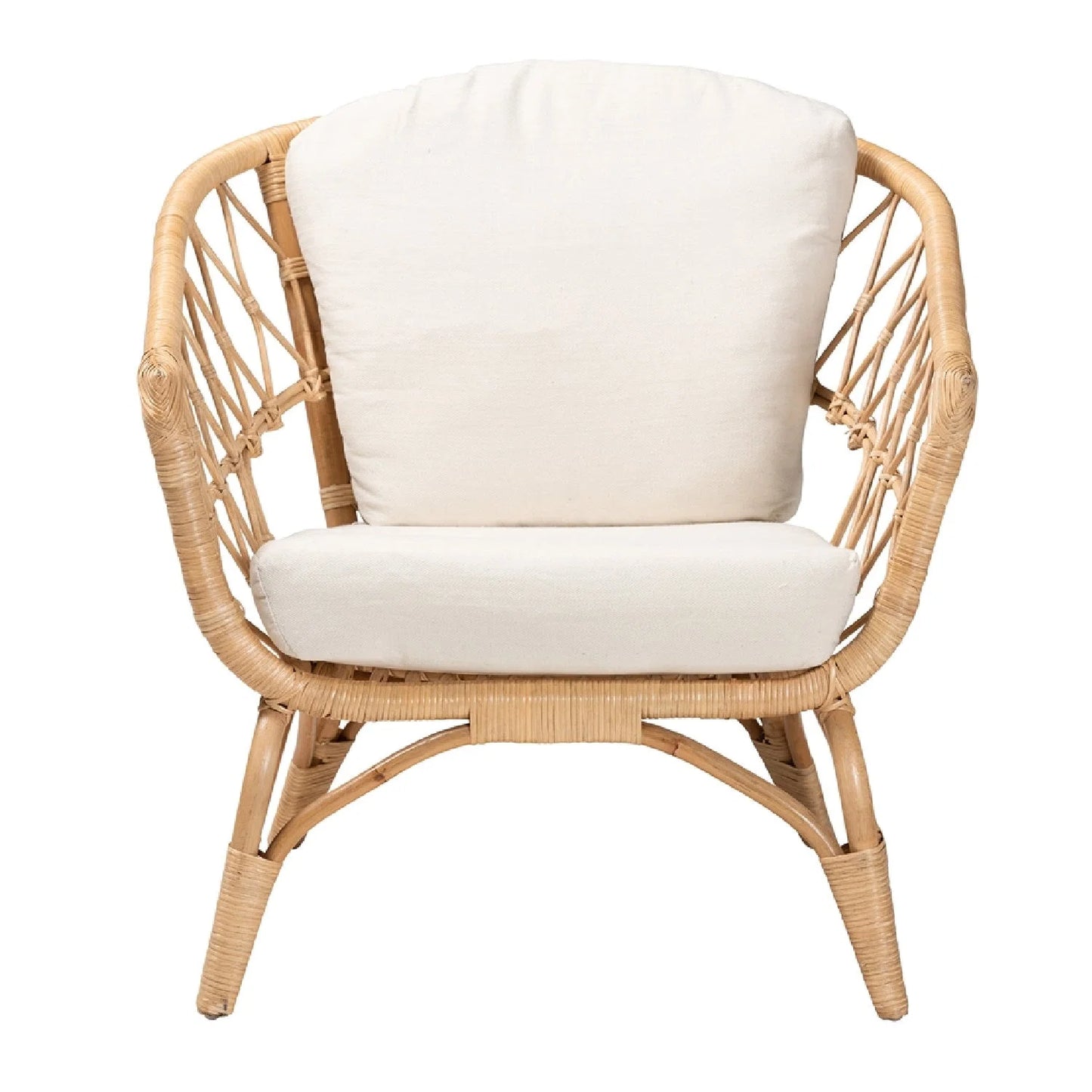 Luxury Openwork Rattan Accent Chair Modern Italian Style for Villa