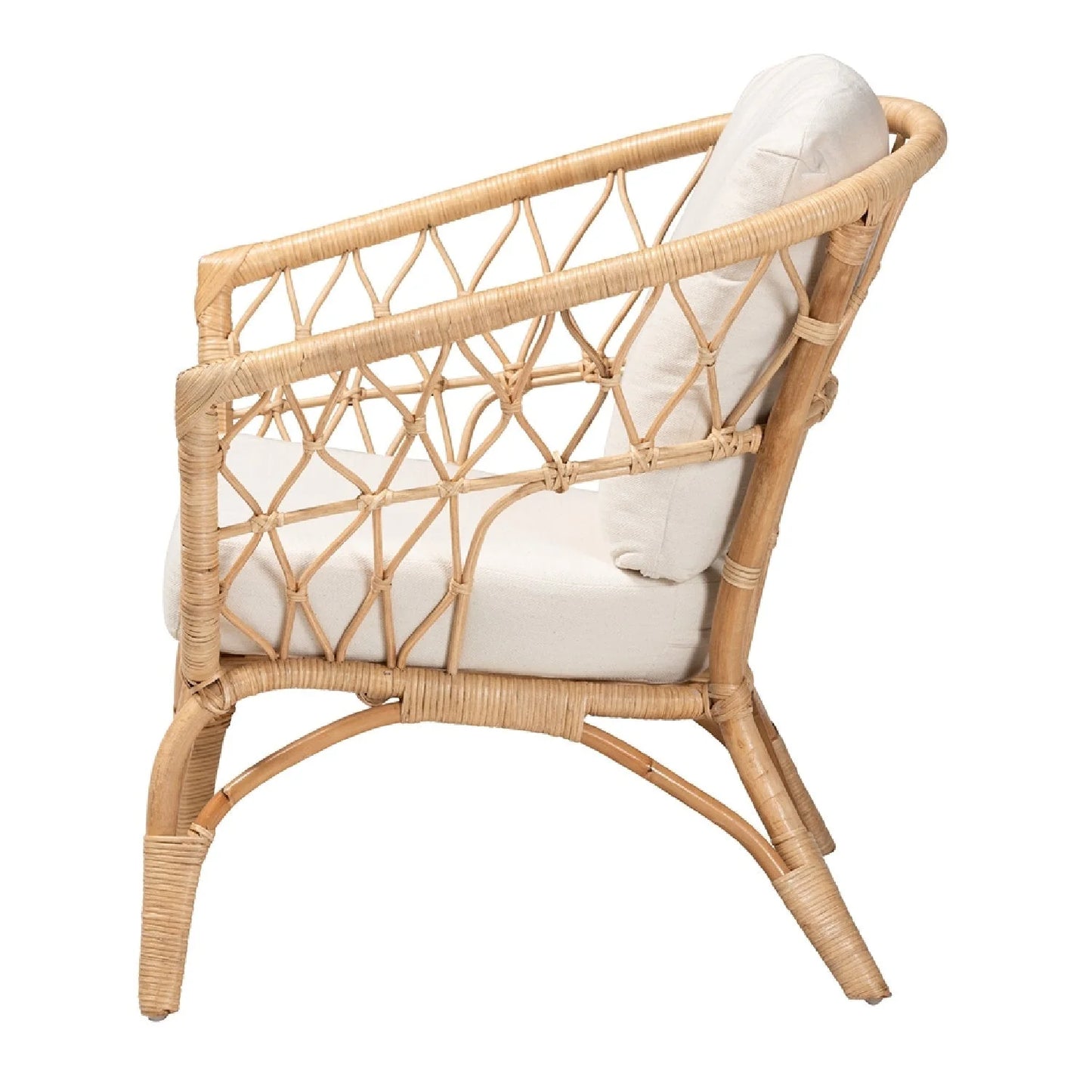 Luxury Openwork Rattan Accent Chair Modern Italian Style for Villa