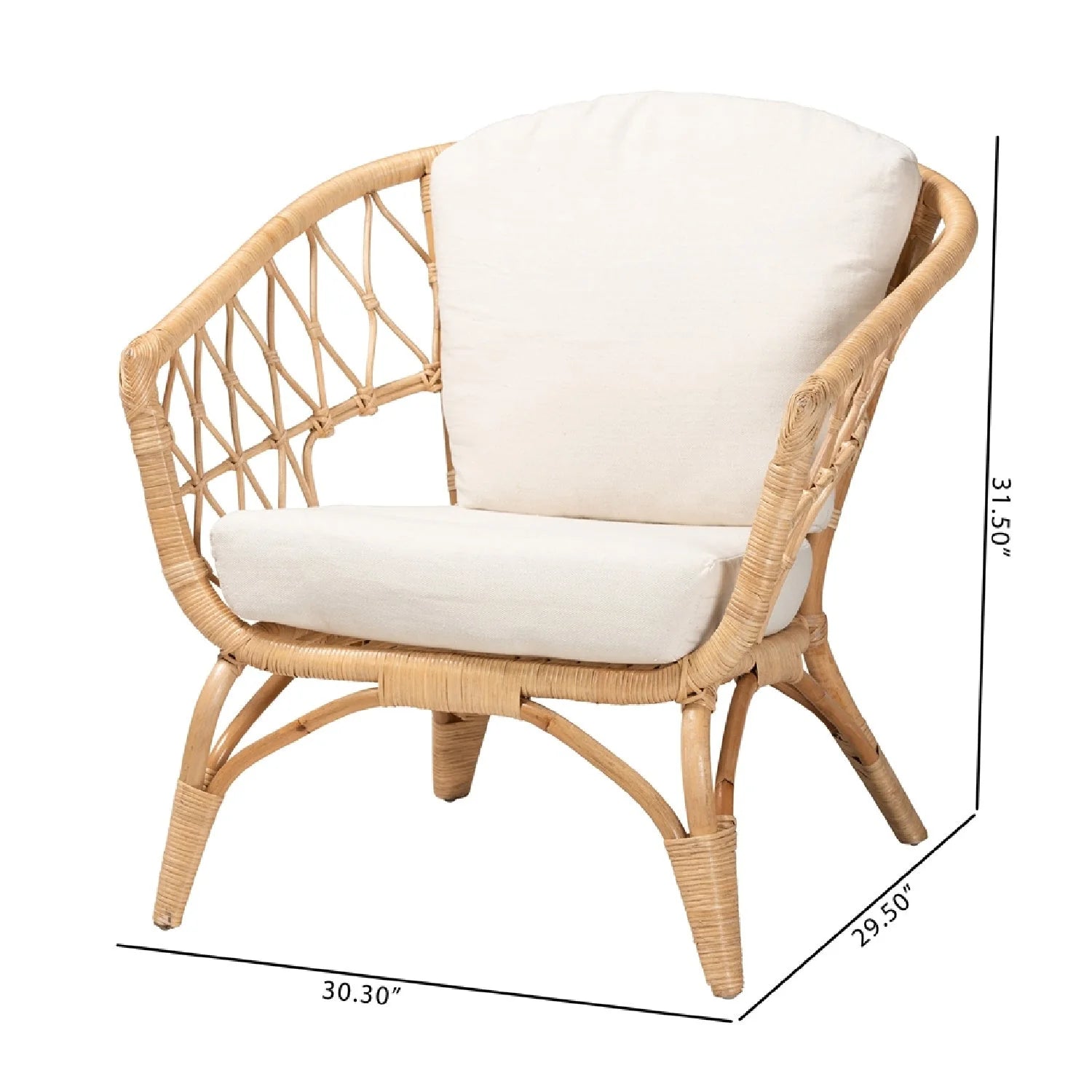 Luxury Openwork Rattan Accent Chair Modern Italian Style for Villa