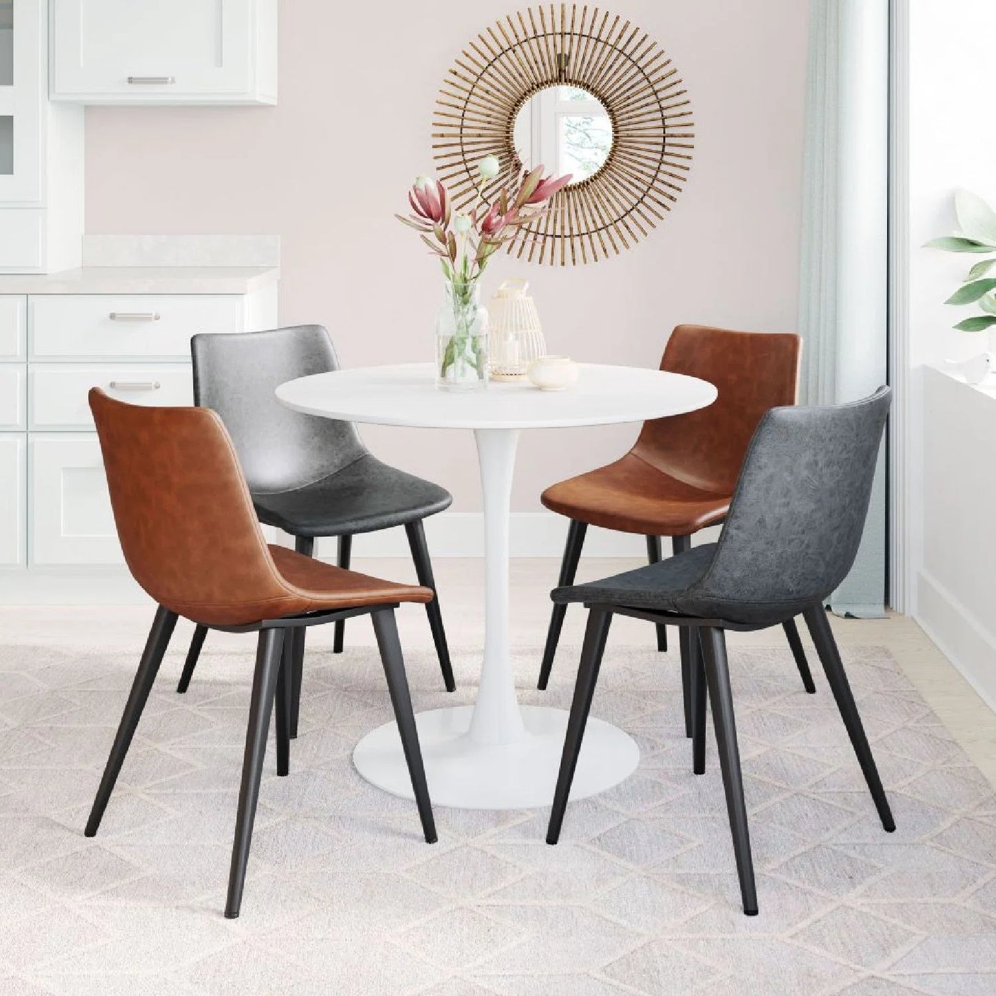 Luxury Opus Round Pedestal Dining Table Modern Italian Style for Villa