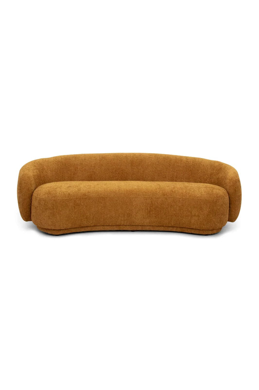 Luxury Orange Fabric 3-Seater Sofa Modern Italian Style for Villa