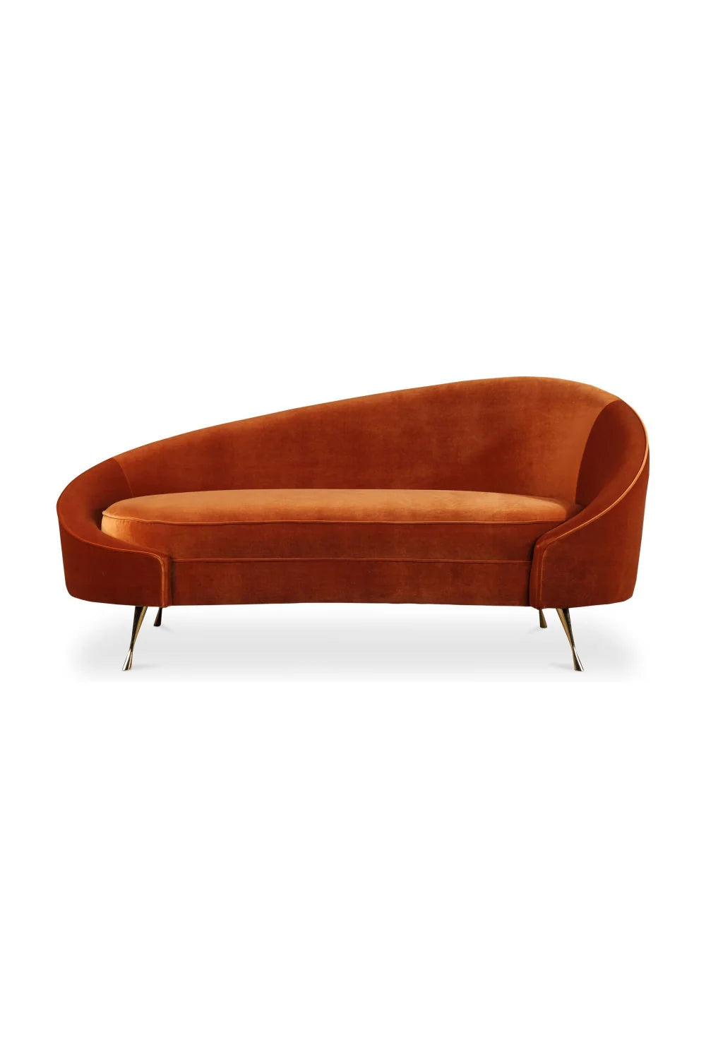 Luxury Orange Fabric Accent Chaise Modern Italian Style for Villa