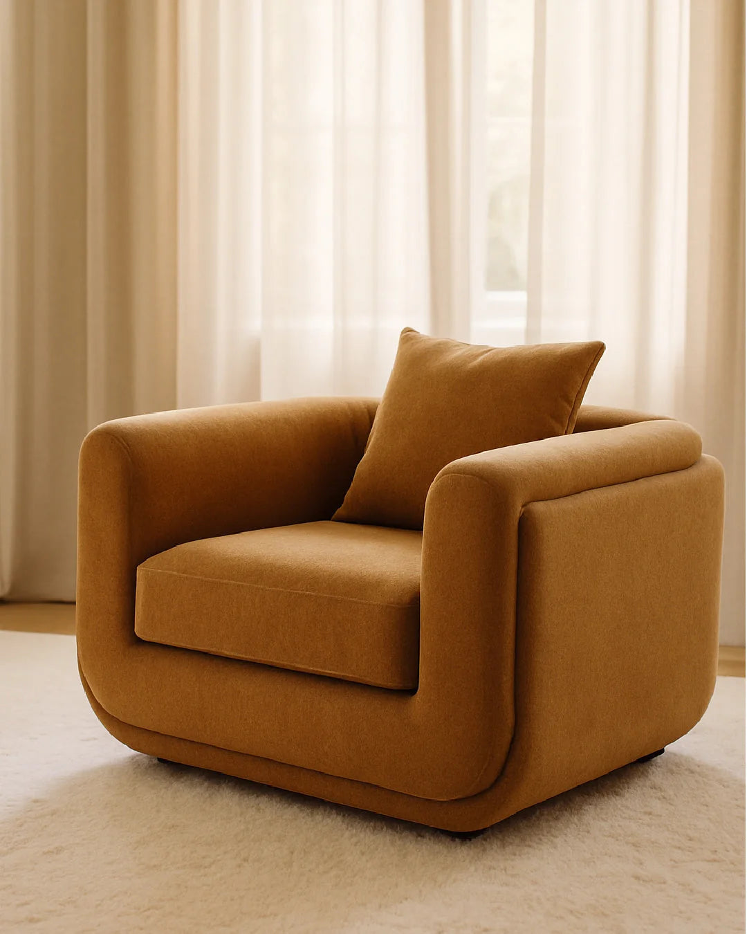 Luxury Orange Fabric Lounge Chair Modern Italian Style for Villa