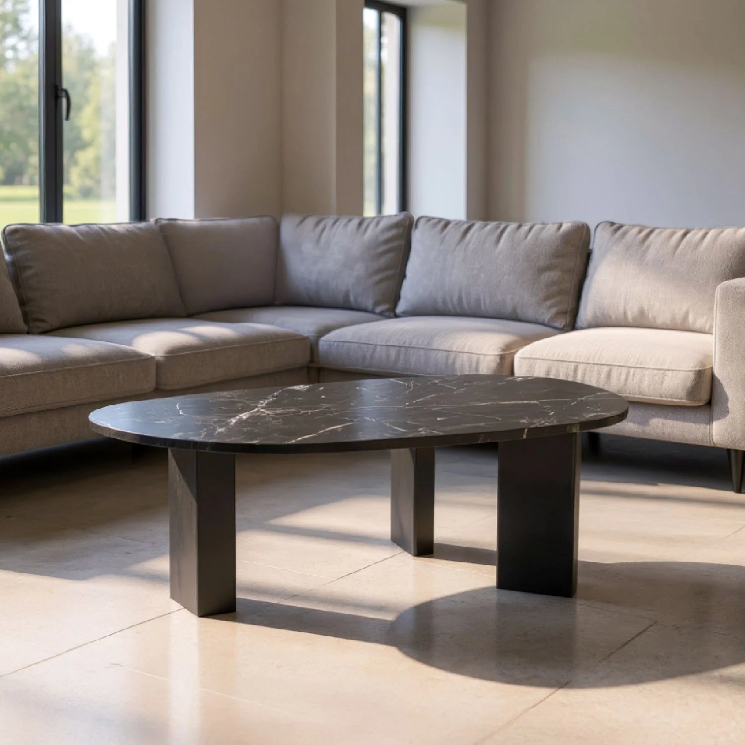 Luxury Organic-Shaped Marble Coffee Table Modern Italian Style for Villa
