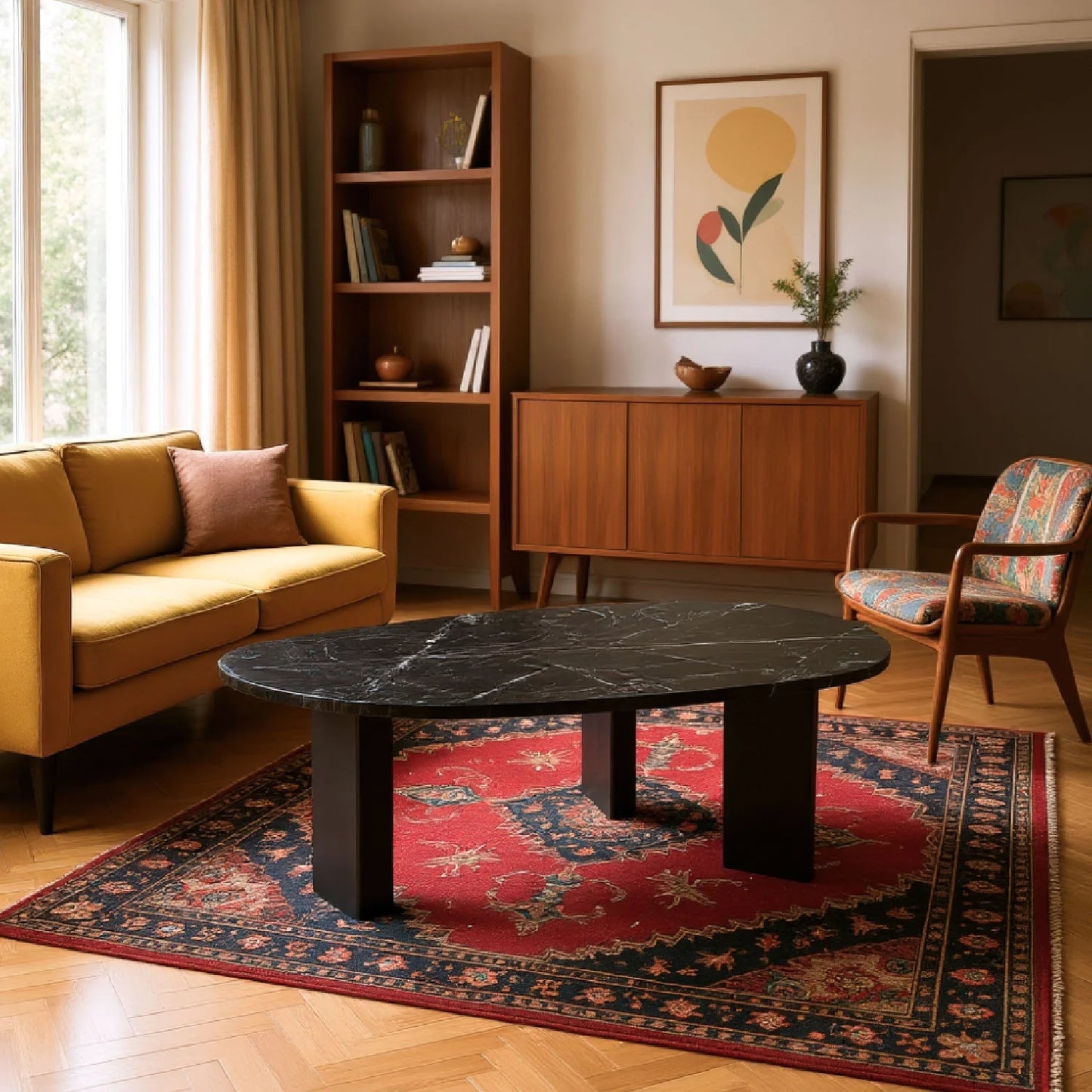 Luxury Organic-Shaped Marble Coffee Table Modern Italian Style for Villa