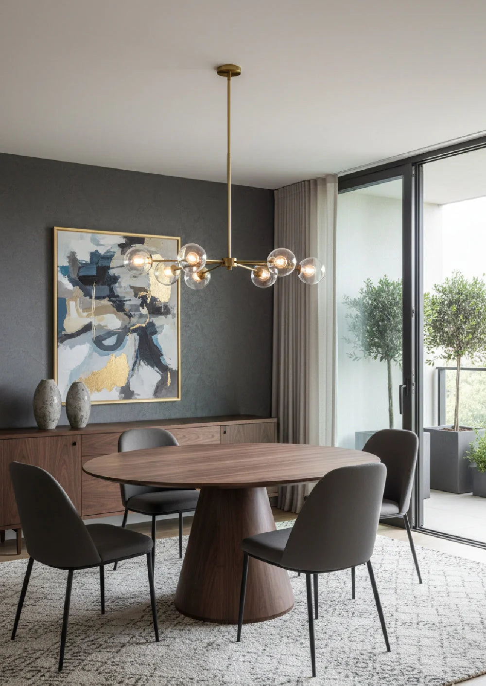 Luxury Otago Round Oak Dining Table Modern Italian Style for Villa