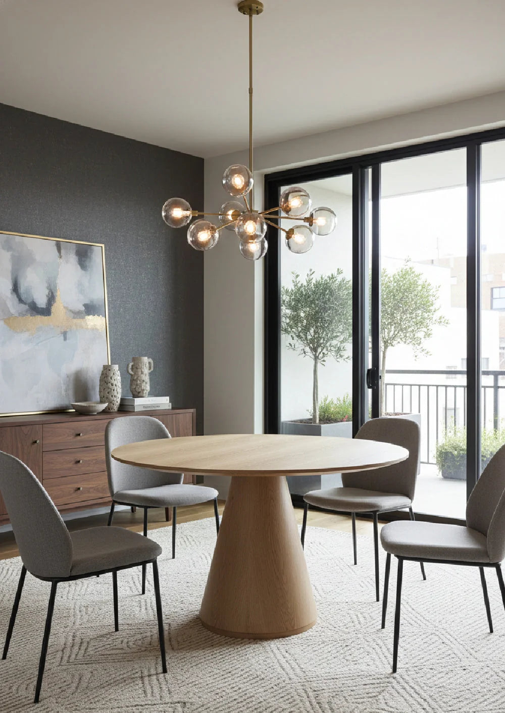 Luxury Otago Round Oak Dining Table Modern Italian Style for Villa