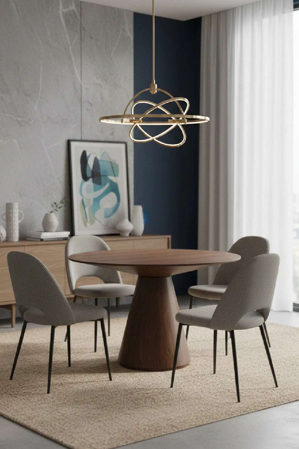 Luxury Otago Round Oak Veneer Dining Table Modern Italian Style for Villa