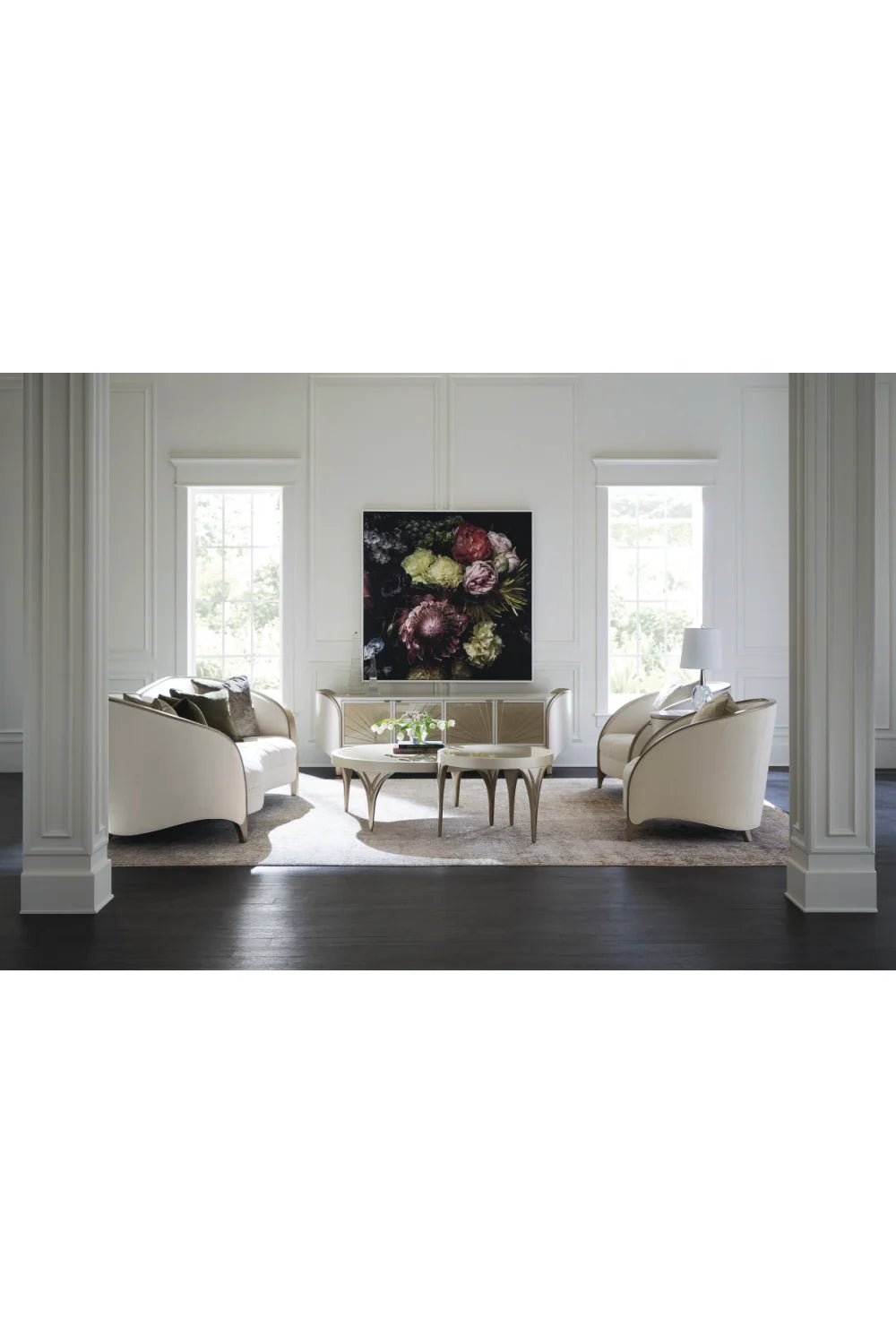 Luxury Oval 4-Door Media Cabinet Modern Italian Style for Villa