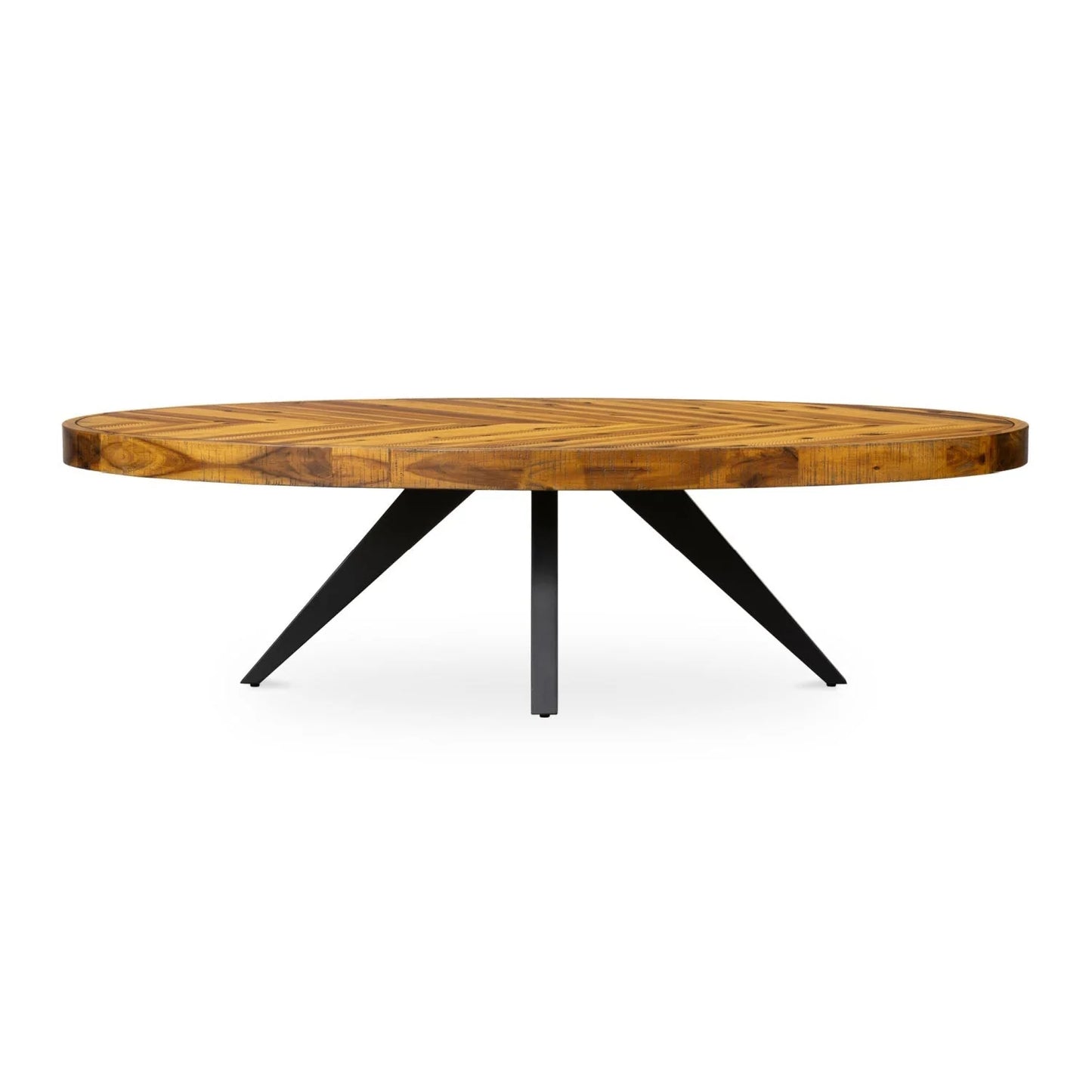 Luxury Oval Acacia Parquet Coffee Table Modern Italian Style for Villa