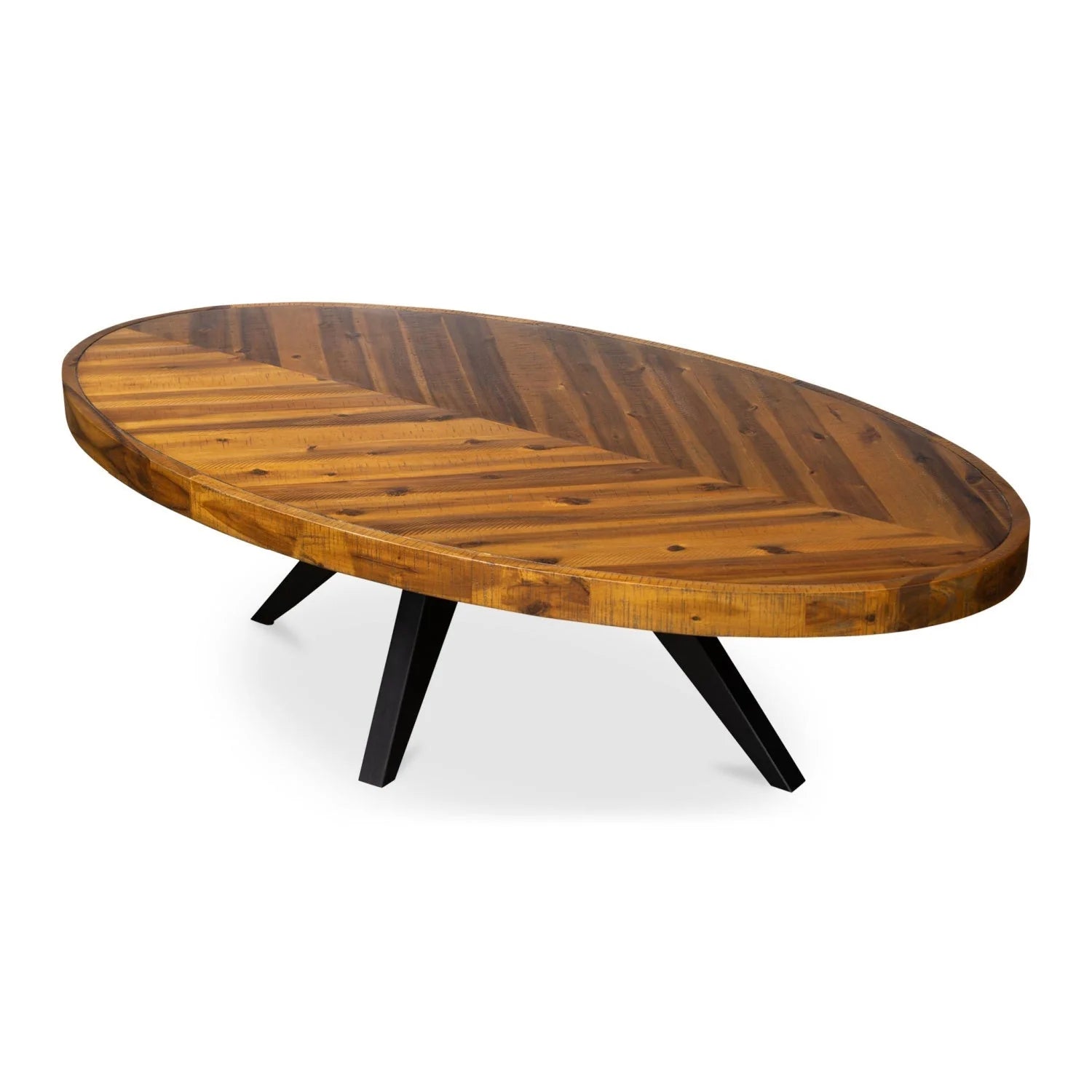 Luxury Oval Acacia Parquet Coffee Table Modern Italian Style for Villa