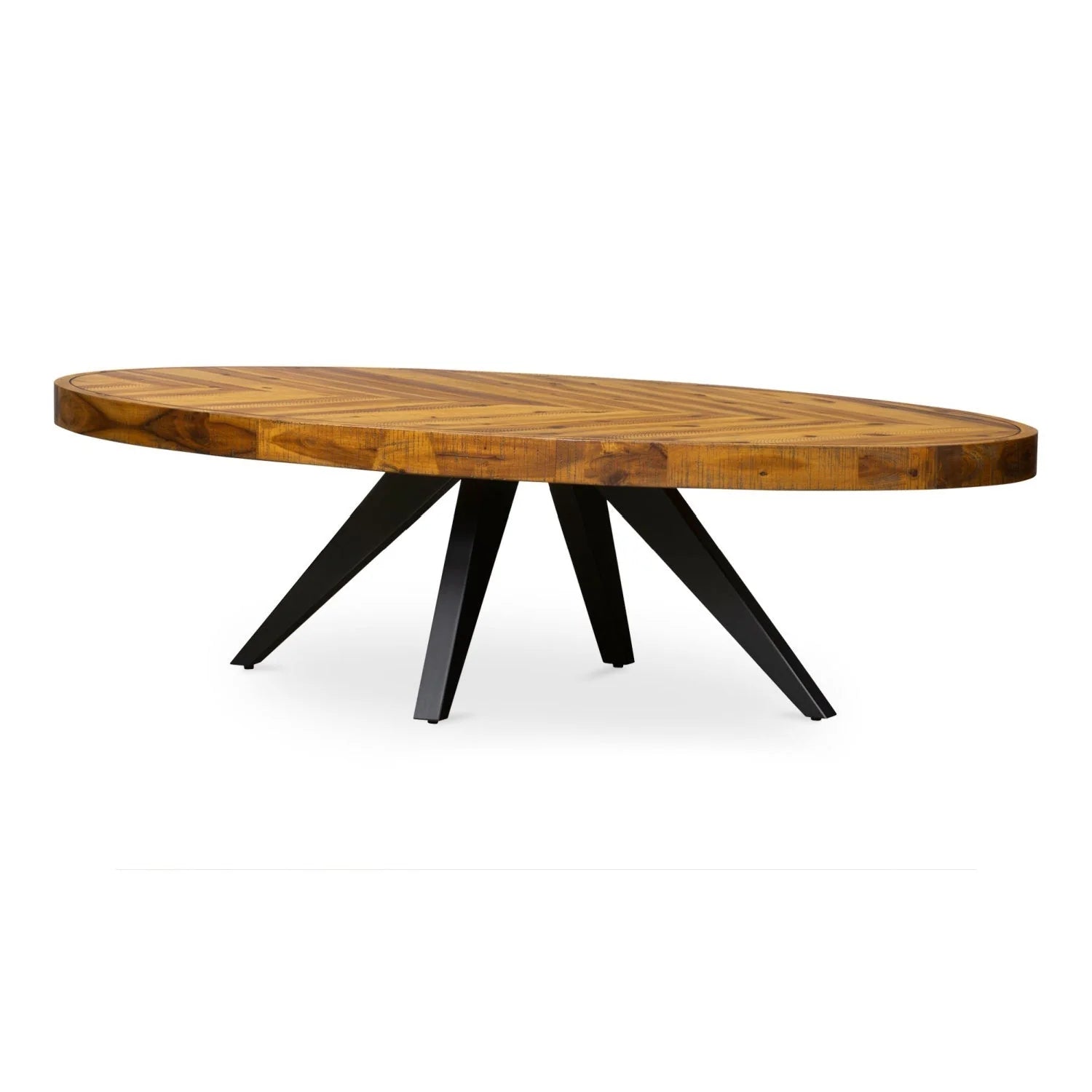 Luxury Oval Acacia Parquet Coffee Table Modern Italian Style for Villa