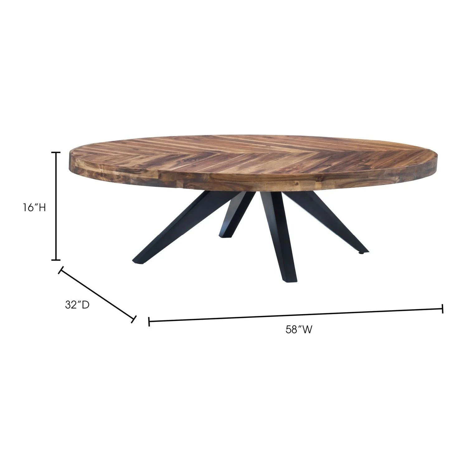 Luxury Oval Acacia Parquet Coffee Table Modern Italian Style for Villa
