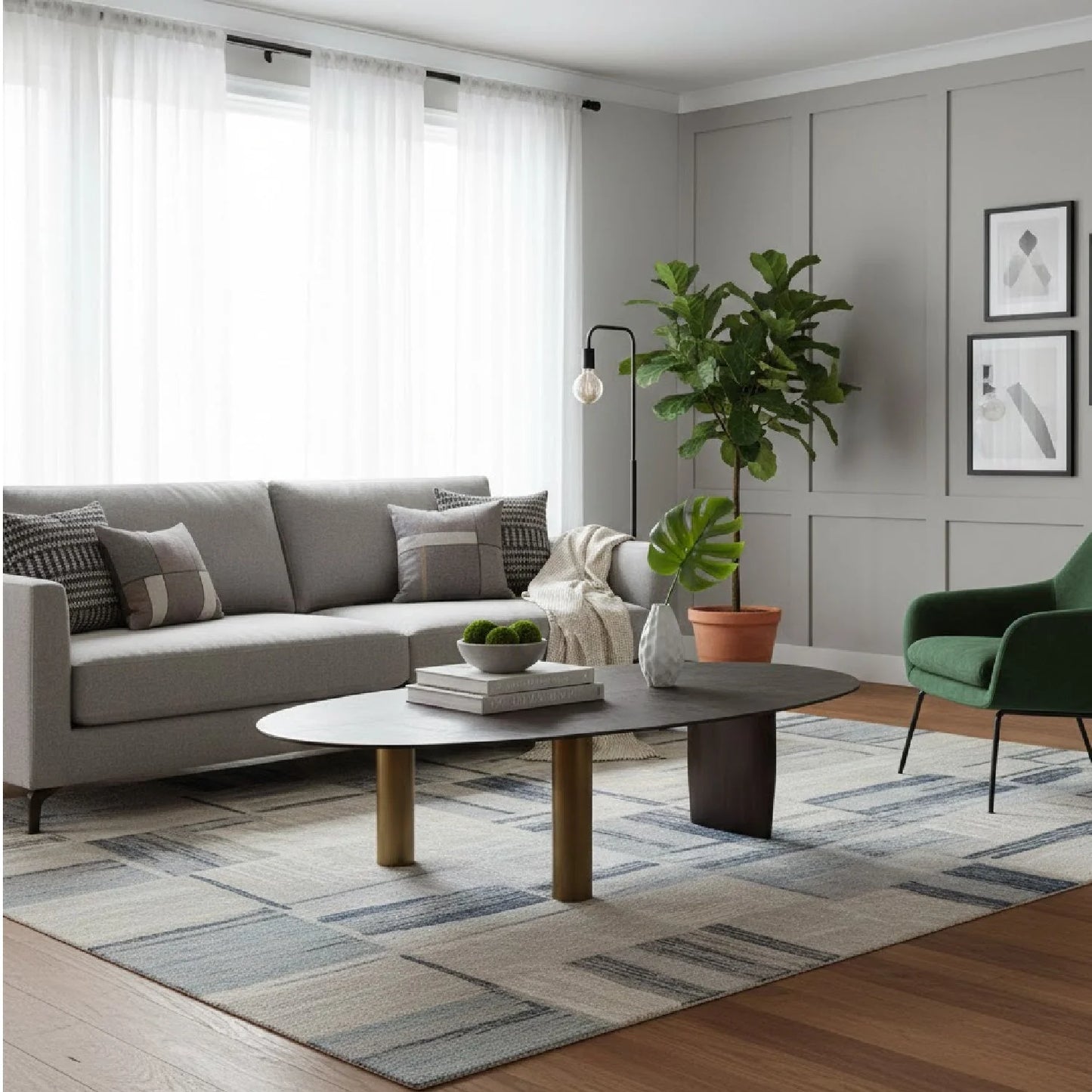 Luxury Oval Aluminum Coffee Table Modern Italian Style for Villa