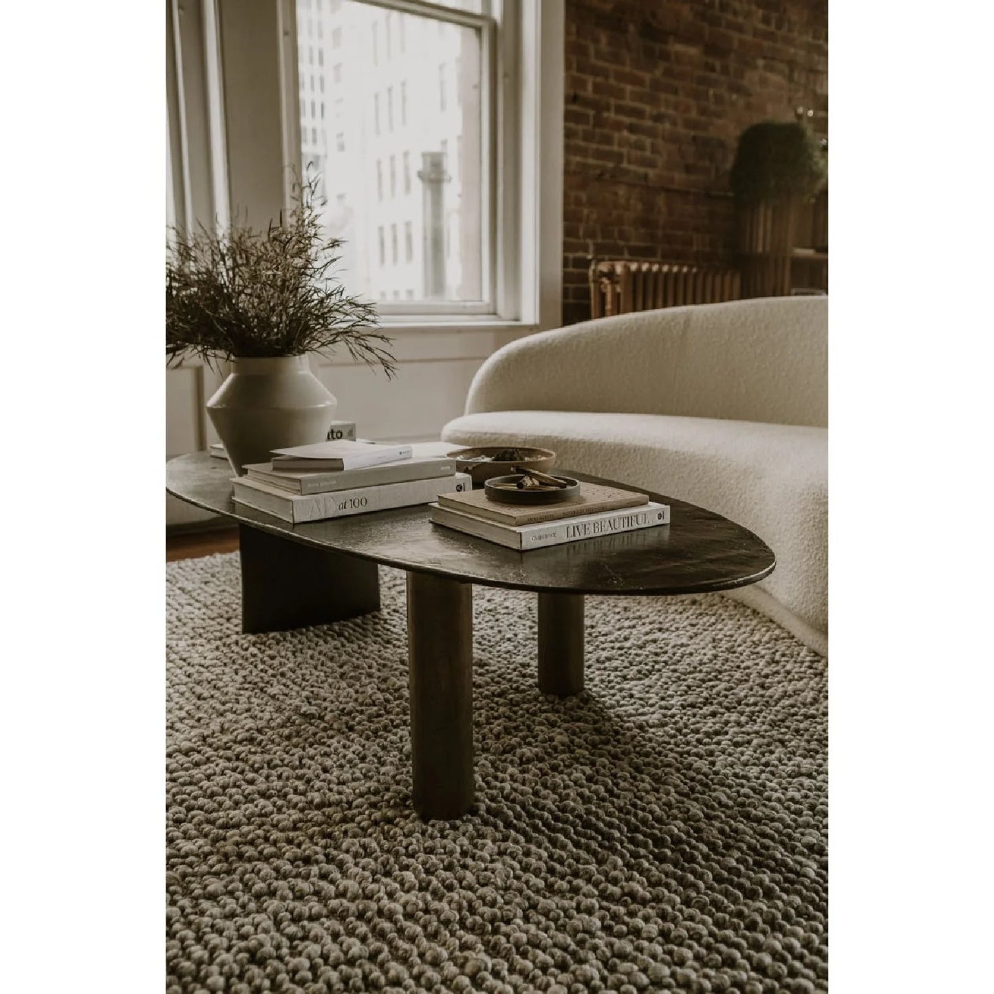 Luxury Oval Aluminum Coffee Table Modern Italian Style for Villa
