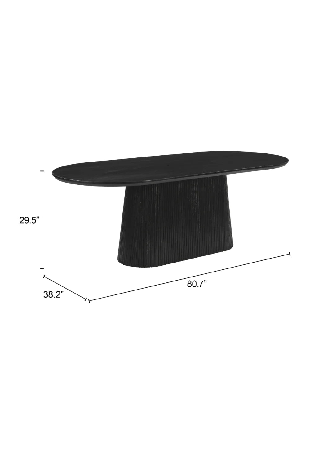 Luxury Oval Black Mango Wood Dining Table Modern Italian Style for Villa