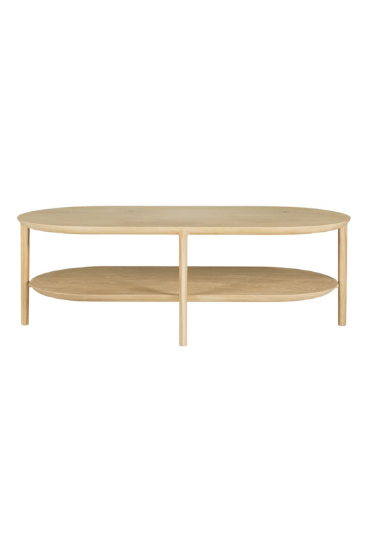 Luxury Oval Brown Oak Coffee Table Modern Italian Style for Villa