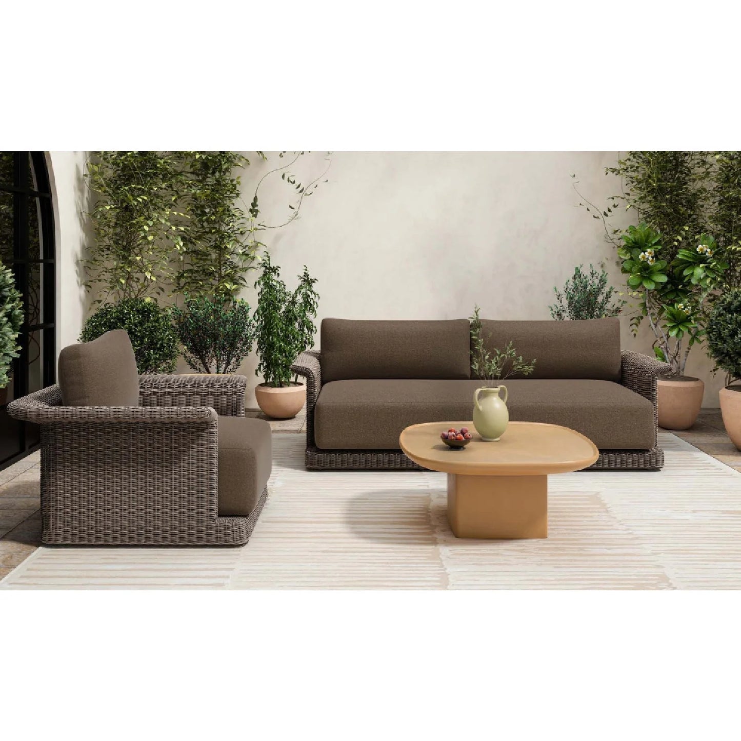 Luxury Oval Concrete Coffee Table Modern Italian Style for Villa