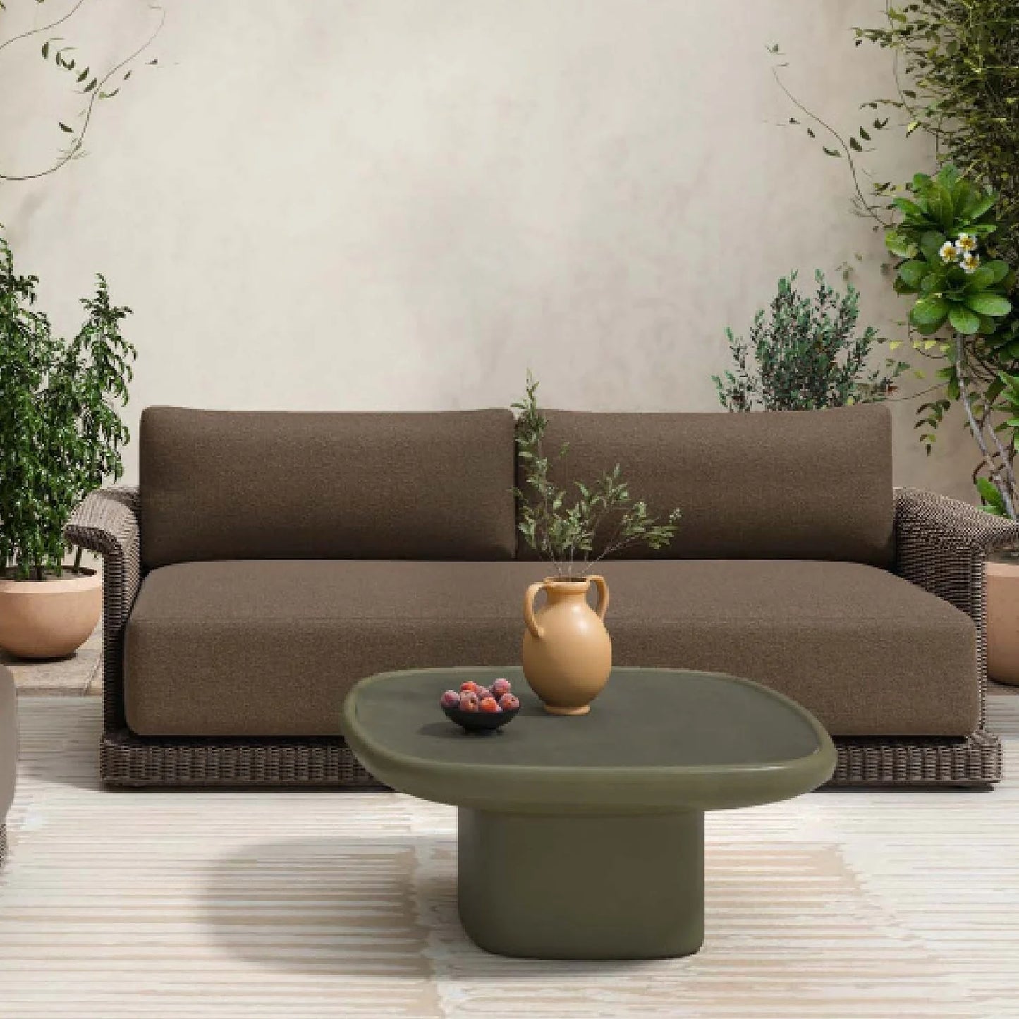 Luxury Oval Concrete Coffee Table Modern Italian Style for Villa