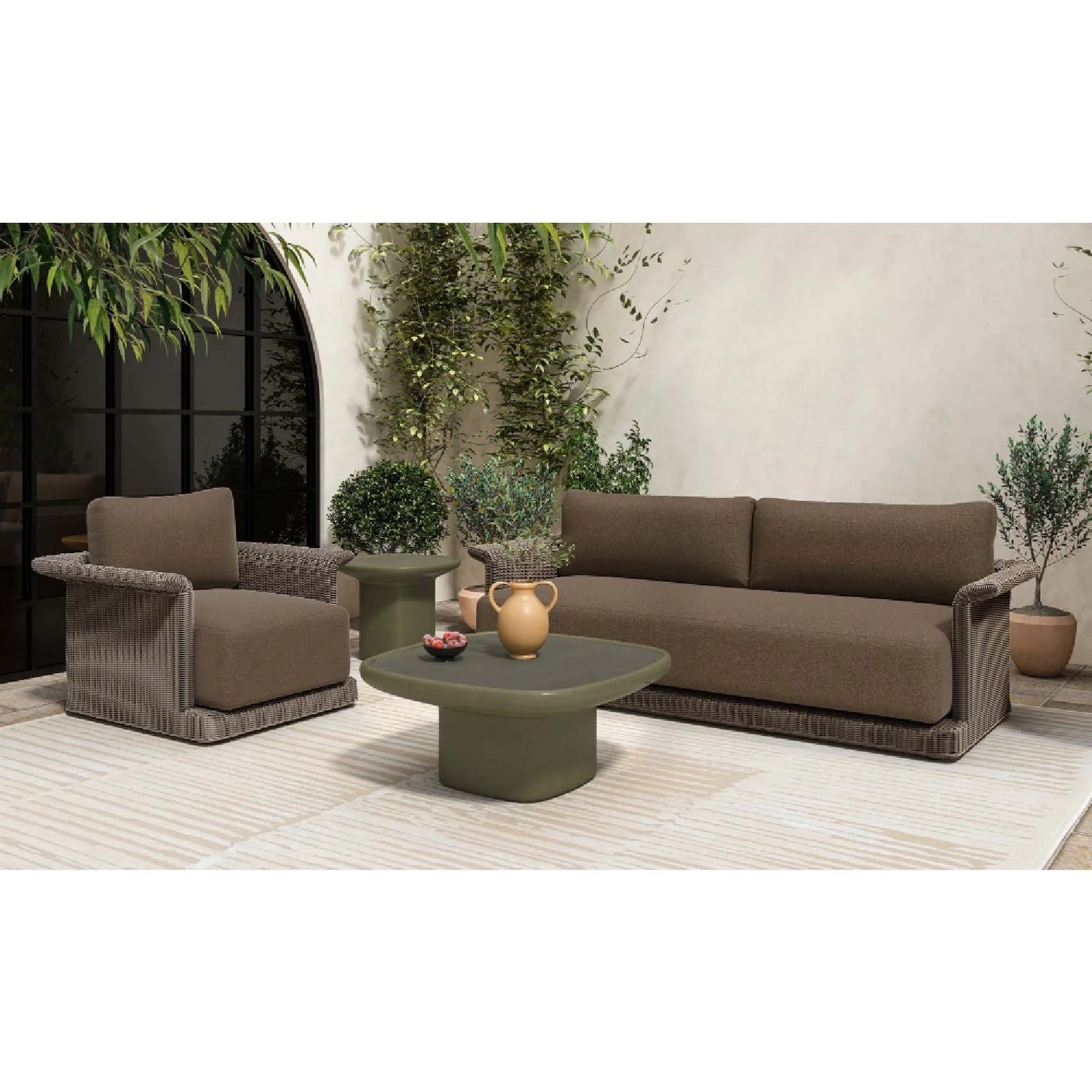 Luxury Oval Concrete Coffee Table Modern Italian Style for Villa